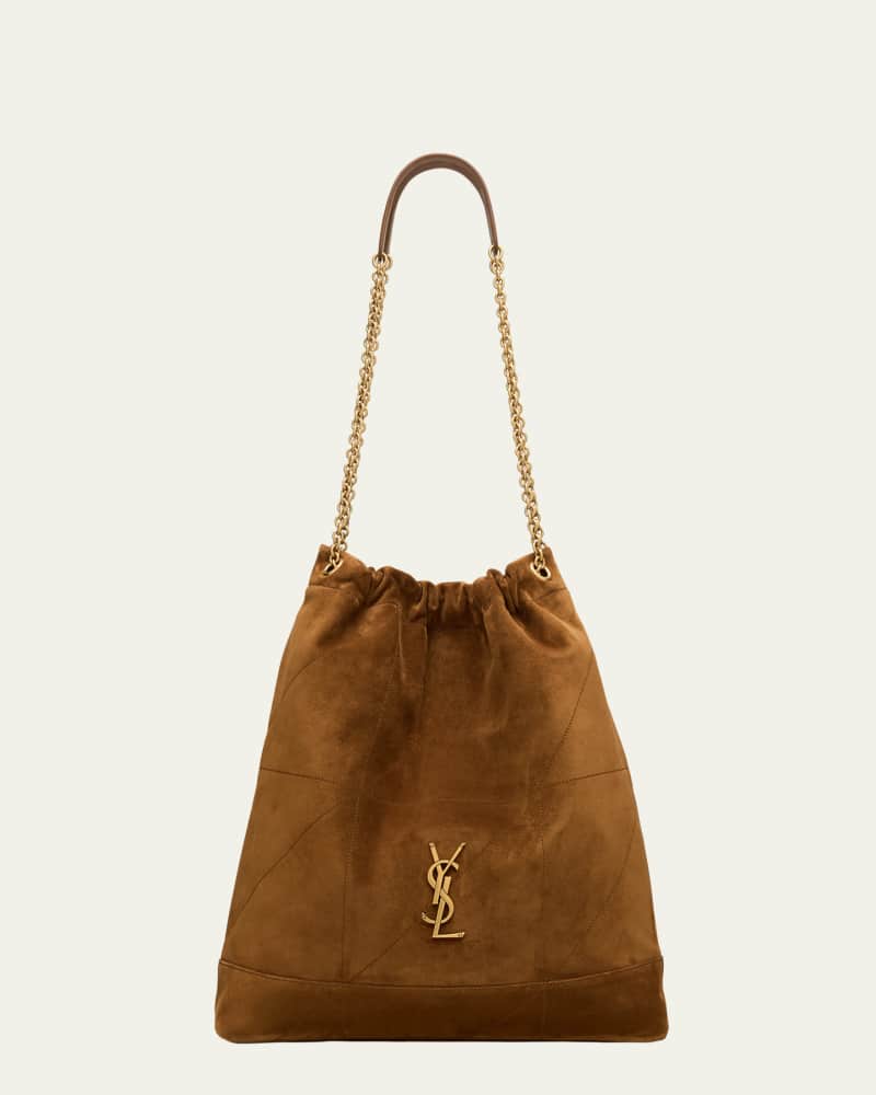 Jamie Large Pochon YSL Shoulder Bag in Quilted Suede