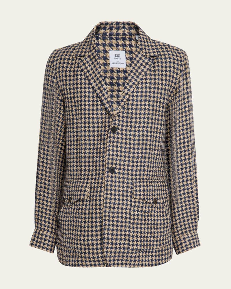 Men's Wool and Silk Houndstooth Shirt Jacket