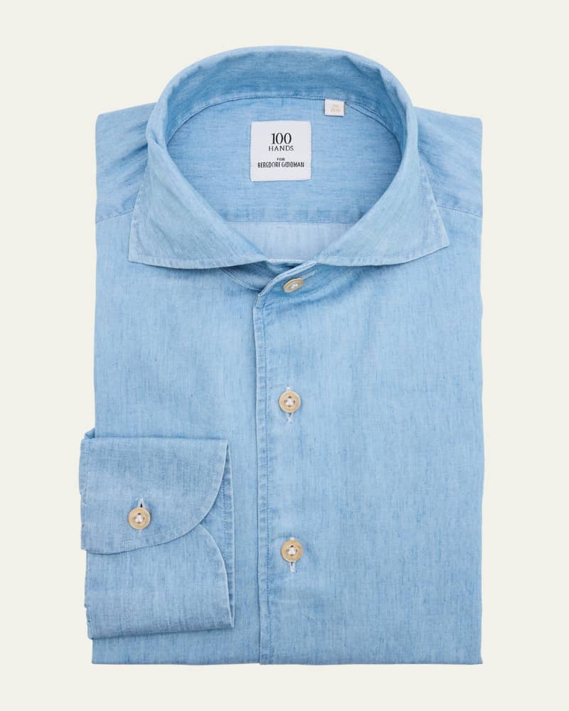 Men's Carlo Riva Denim Spread-Collar Sport Shirt