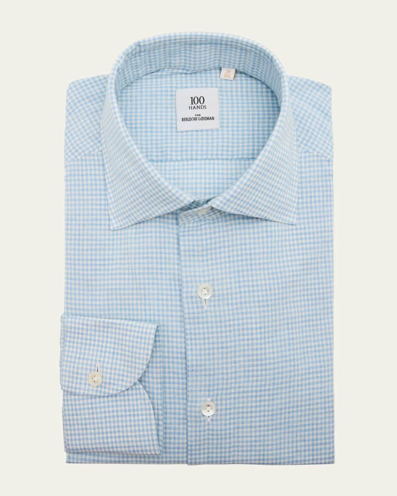 Men's Cotton Melange Micro-Check Sport Shirt