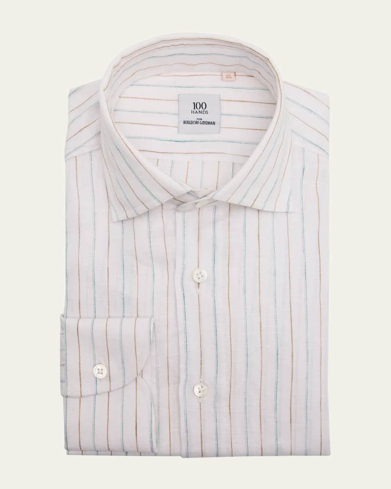 Men's Linen Thin Stripe Sport Shirt