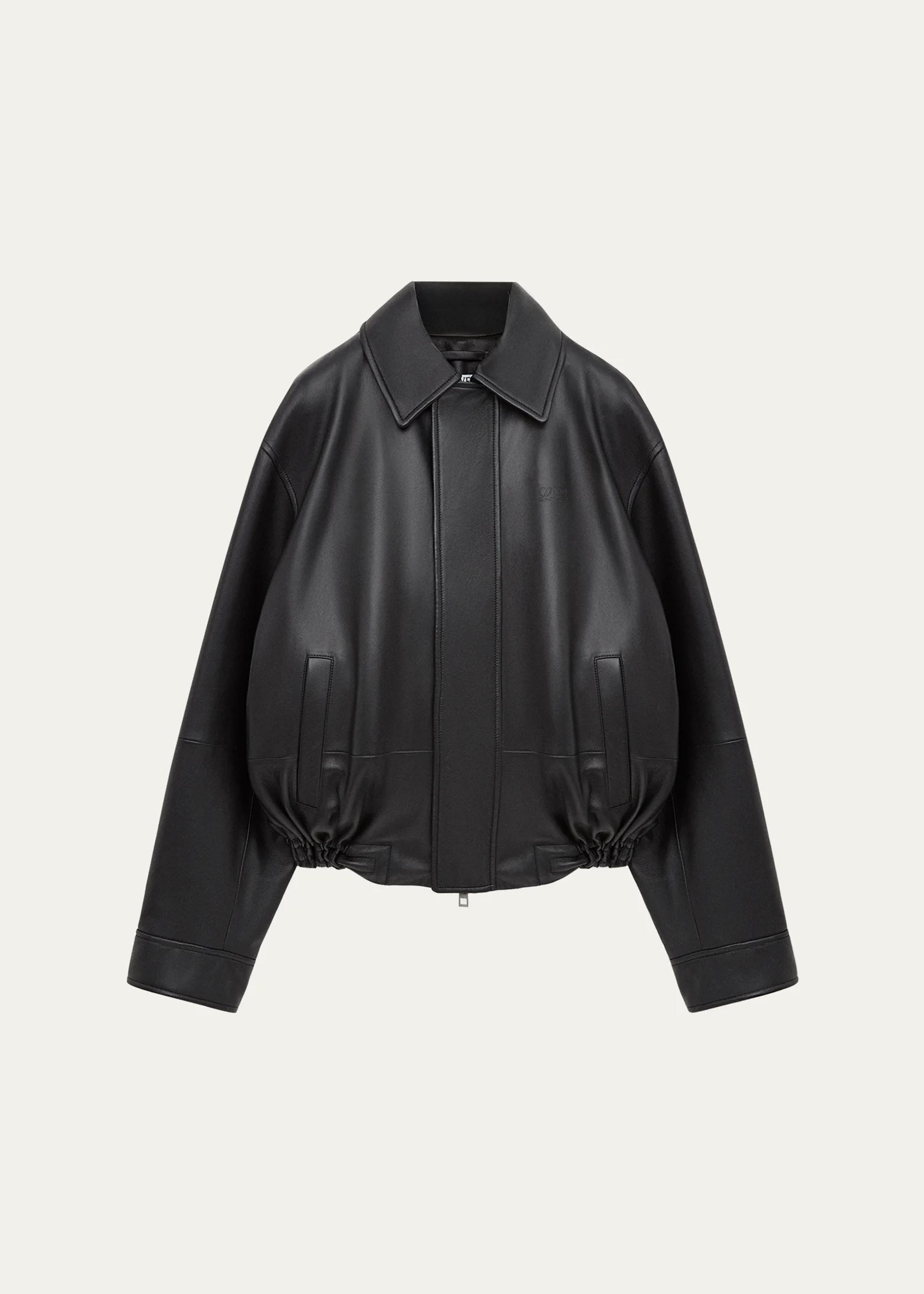 Drawstring Leather Bubble Jacket