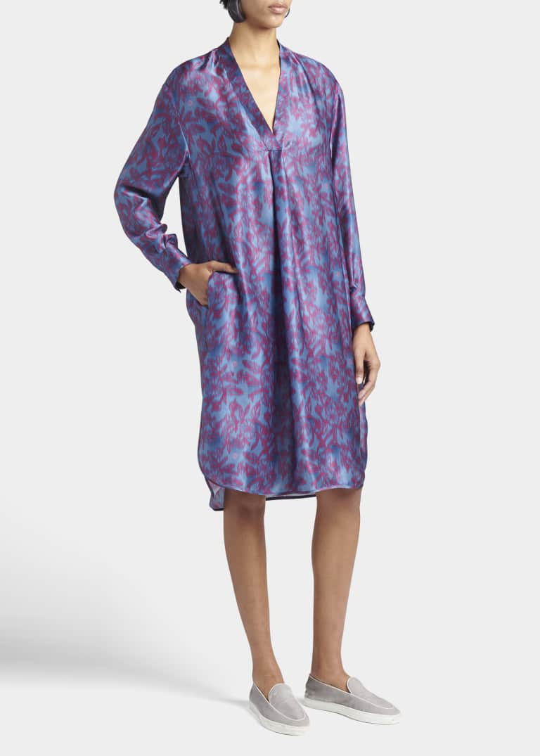 THE ROW Mitzi Long-Sleeve Silk Satin Dress - Bergdorf Goodman