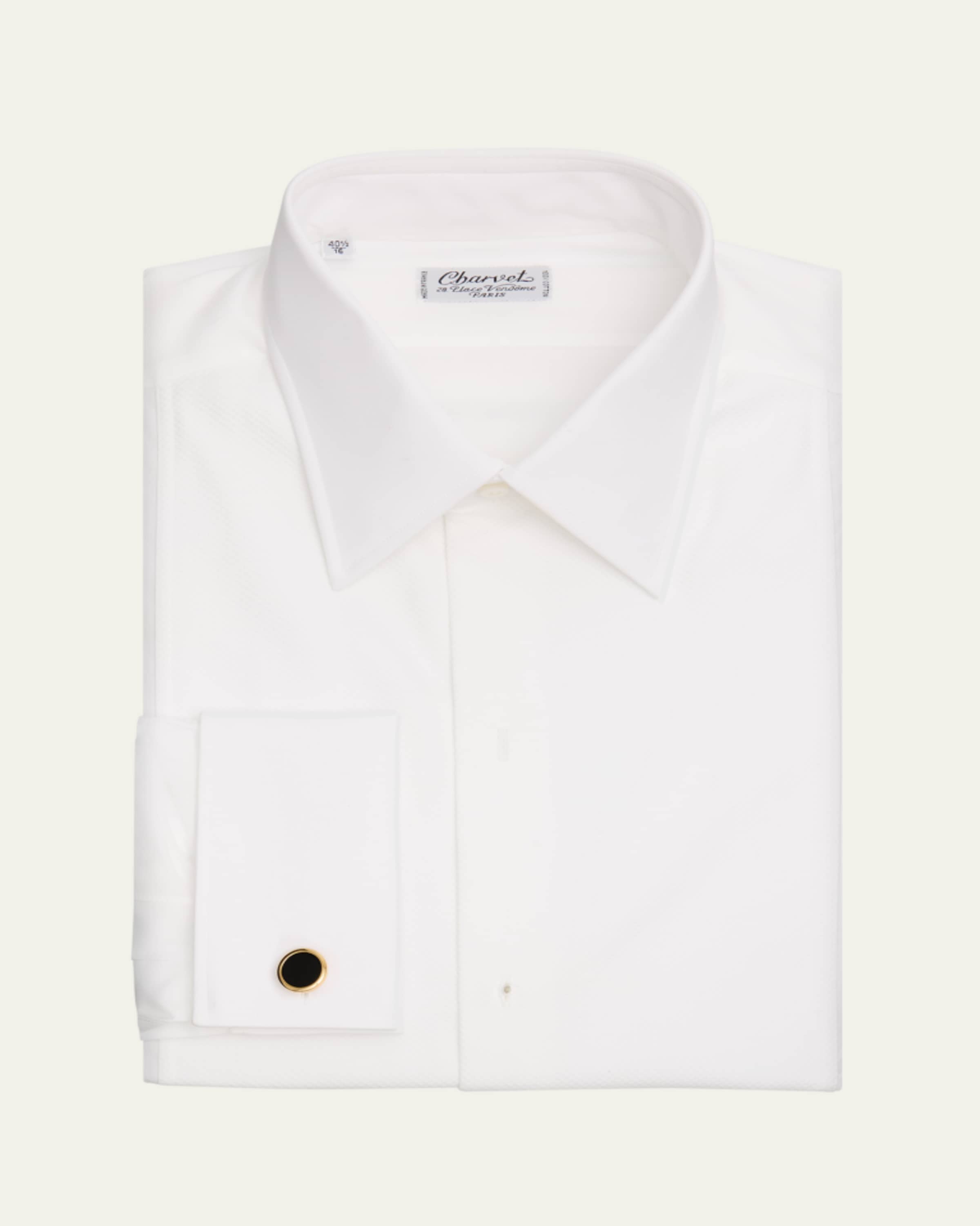 monogrammed french cuff dress shirts Charvet French-Cuff Dress Shirt, White, Men's, 16r, Shirts Tops Formal & Evening Dress Shirts