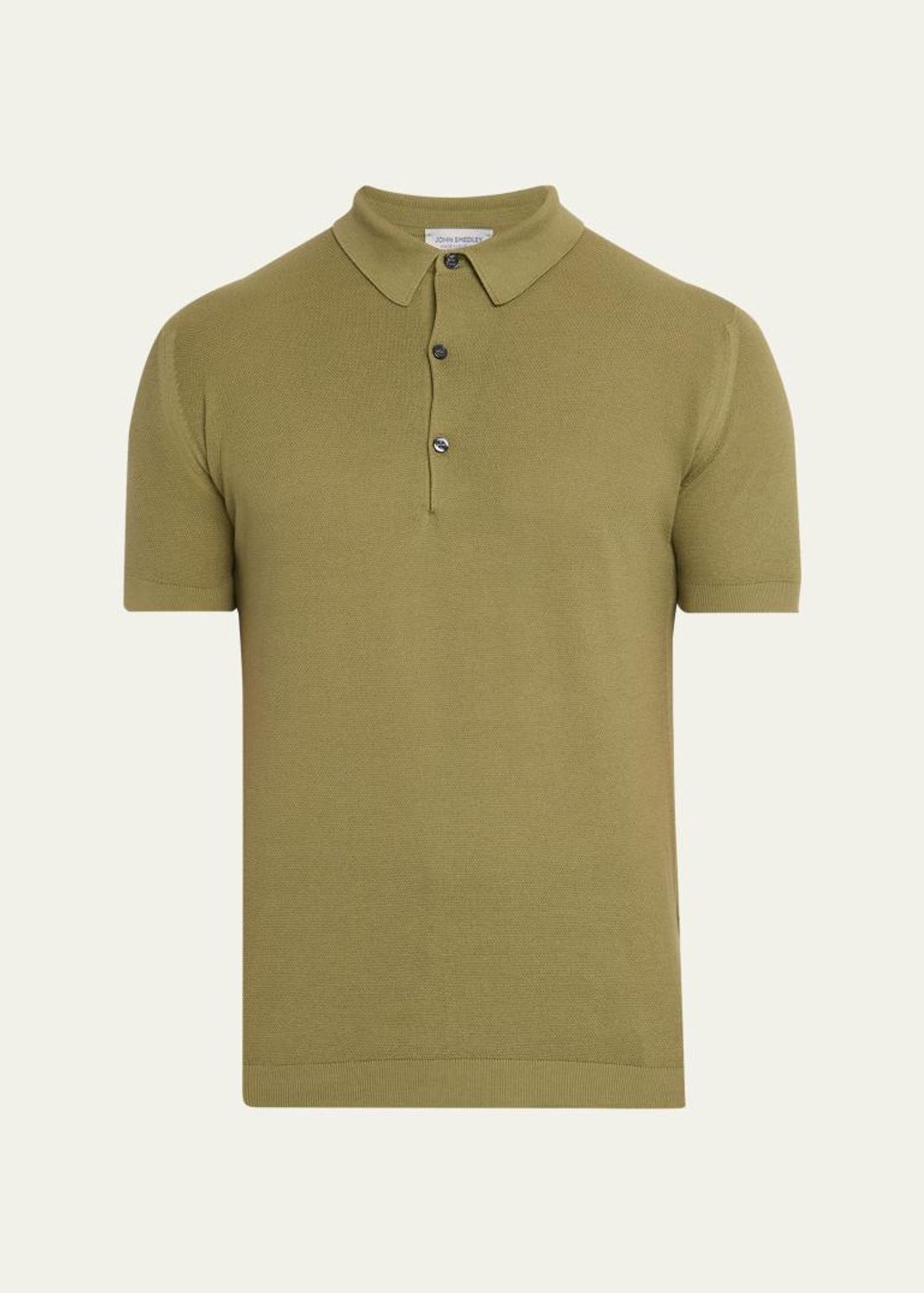 John Smedley Men's Wide Rib-Knit Merino Polo Shirt - Bergdorf Goodman