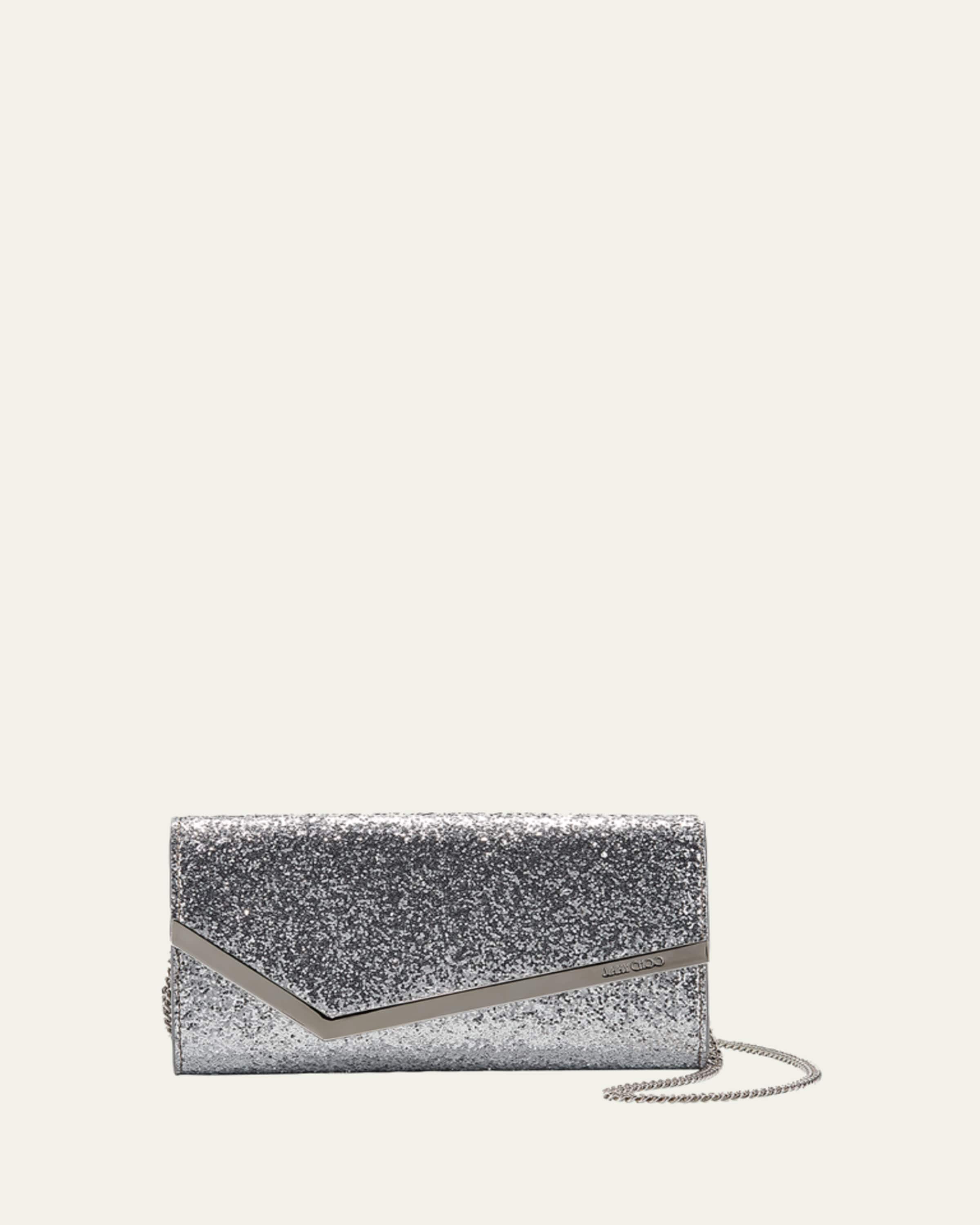 Jimmy Choo Emmie Glitter Leather Clutch Bag - Bergdorf Goodman