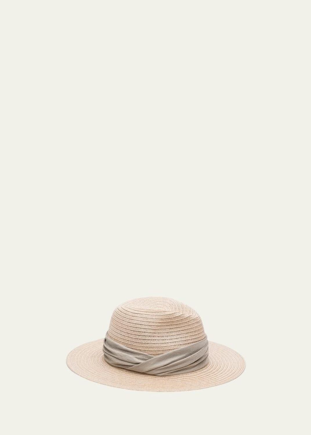 Eugenia Kim Taupe Wide-Brim Wool Fedora Hat Eugenia Kim Lillian Woven Fedora Hat w/ Scarf Band  main image 3