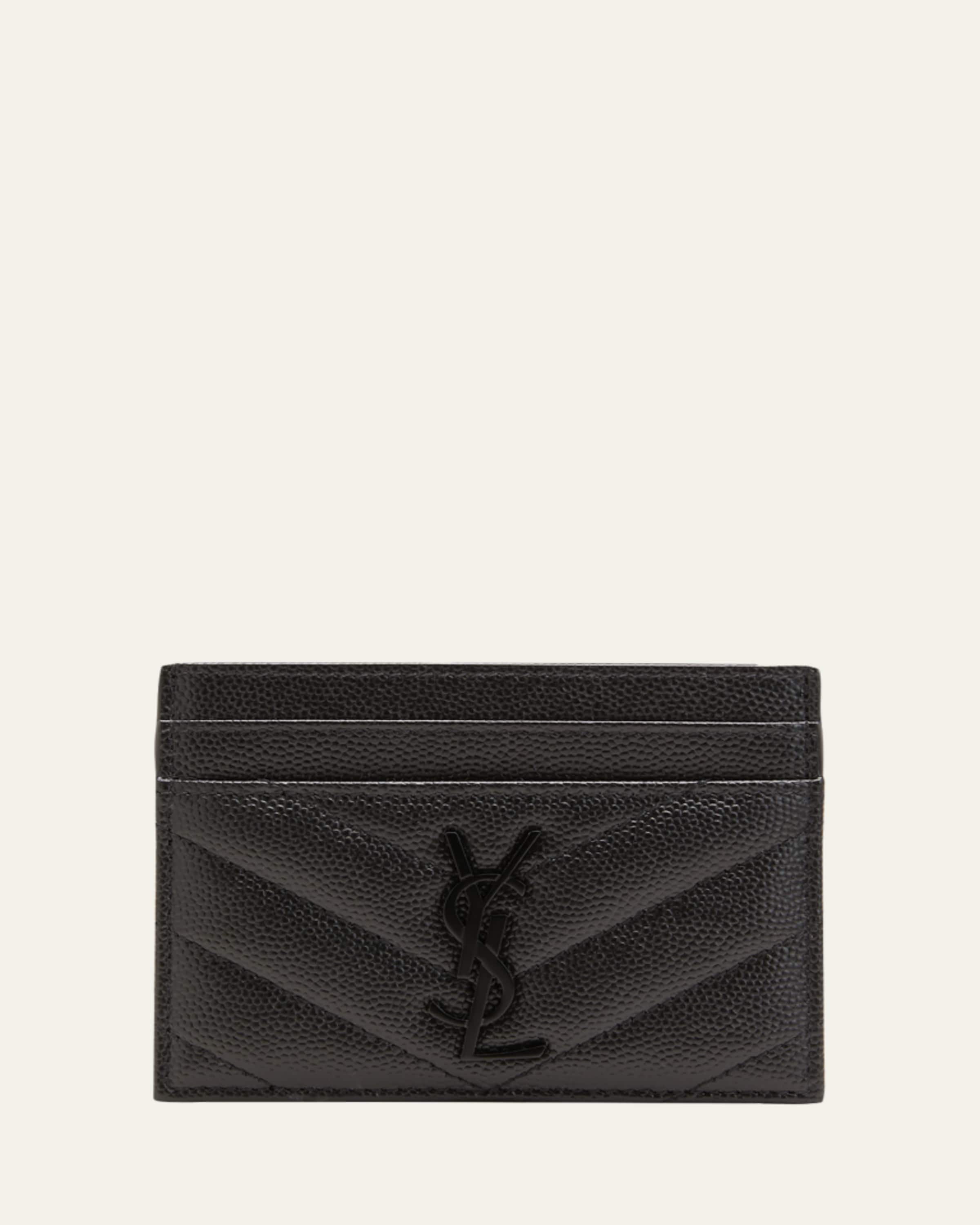 Saint Laurent Cassandre YSL Monogram Card Case in Grained Leather ...
