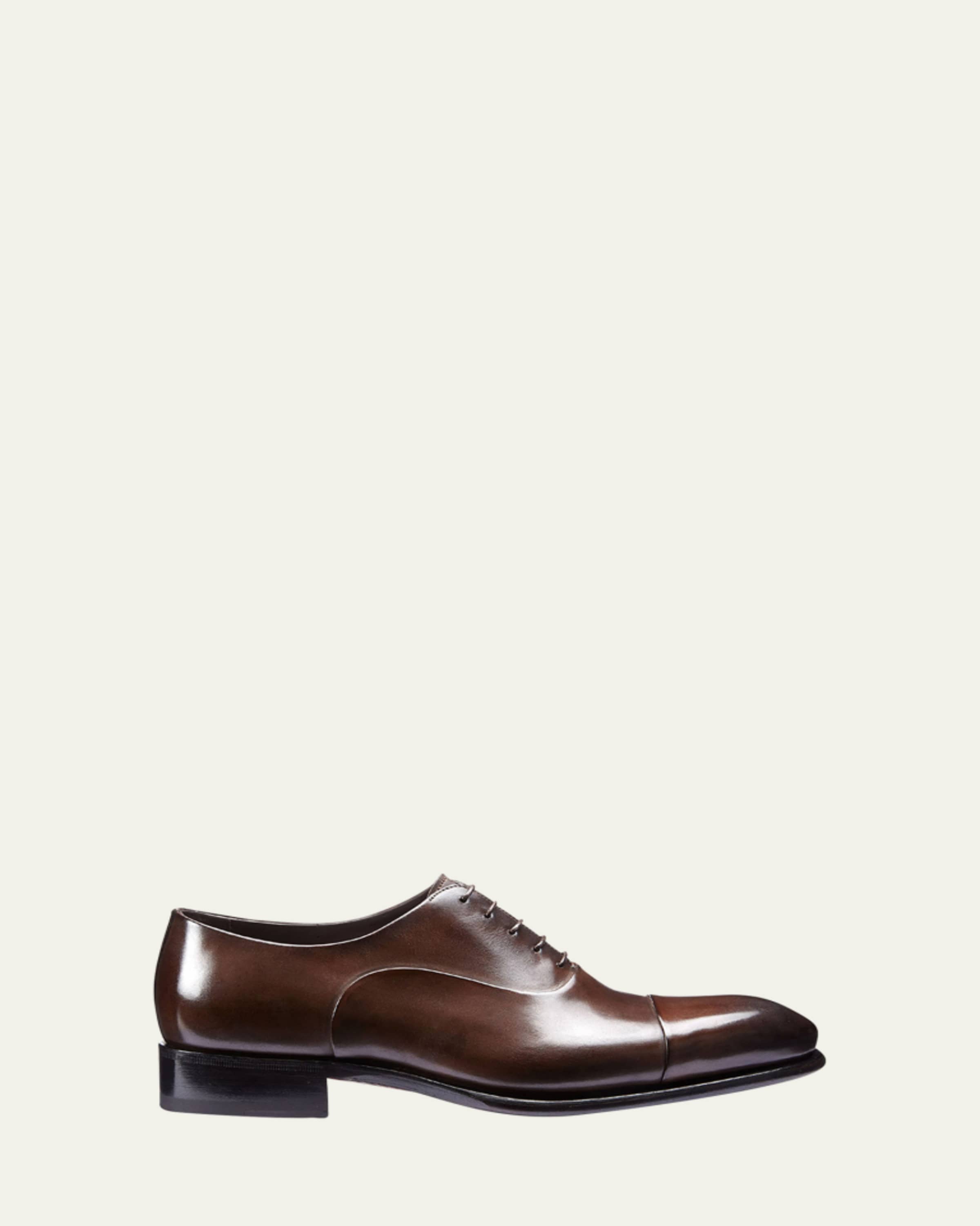 Brunello Cucinelli Men's Patent Leather Tuxedo Oxford Shoes