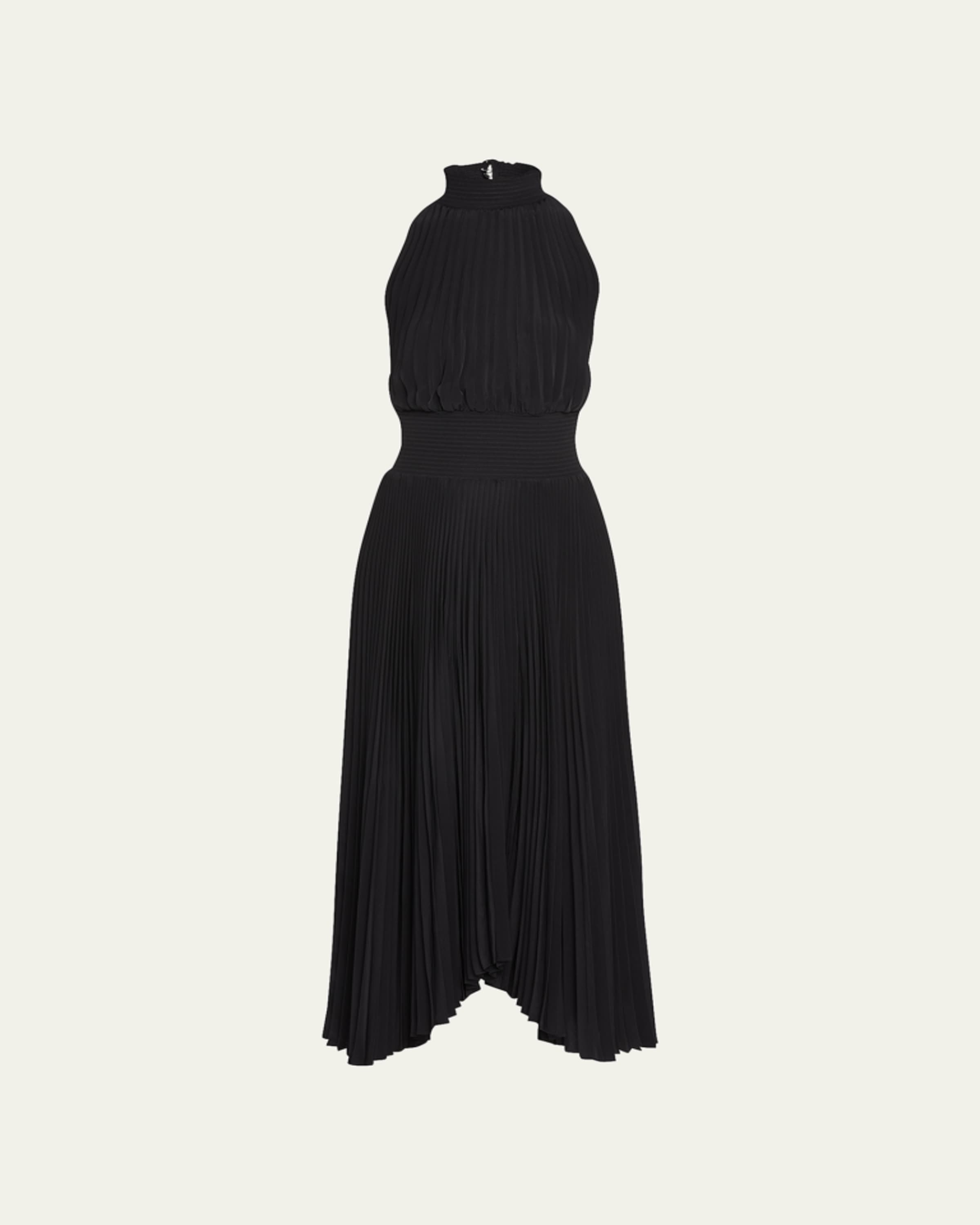 milly pleated gg midi dress Haddy Pleated Midi Dress in Black