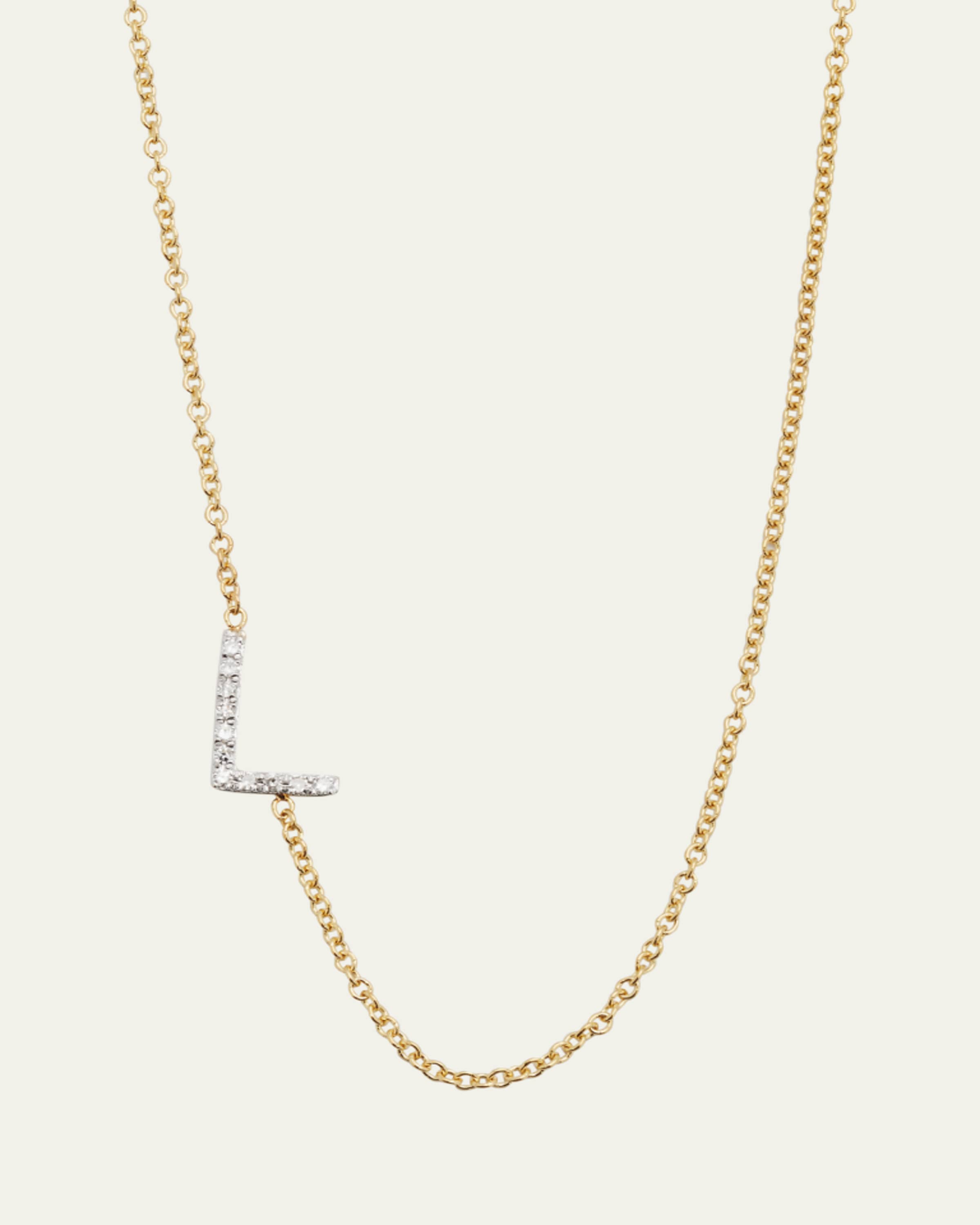 Zoe Lev Jewelry Diamond Asymmetrical Initial Necklace - Bergdorf