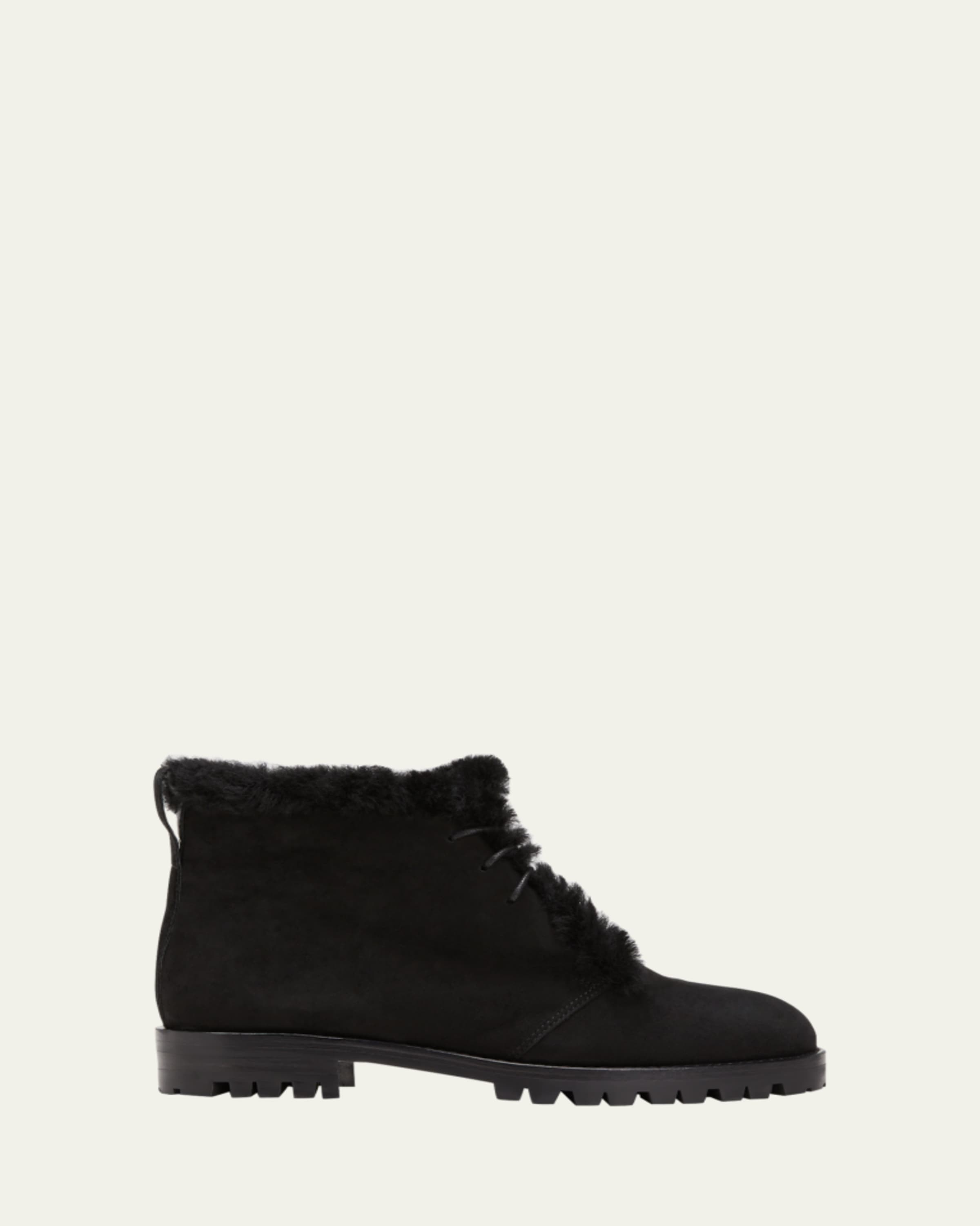 Miu Miu Suede Shearling Lace-Up Chukka Booties - Bergdorf Goodman