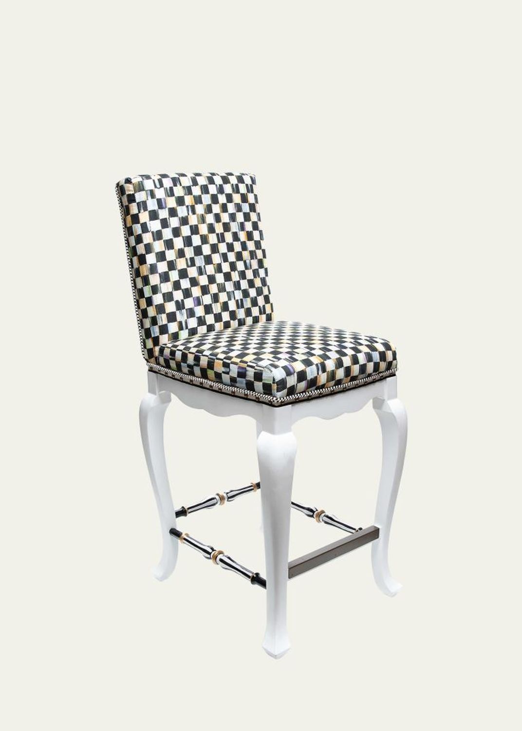 MacKenzie-Childs Black Courtly Check Counter Stool, 36