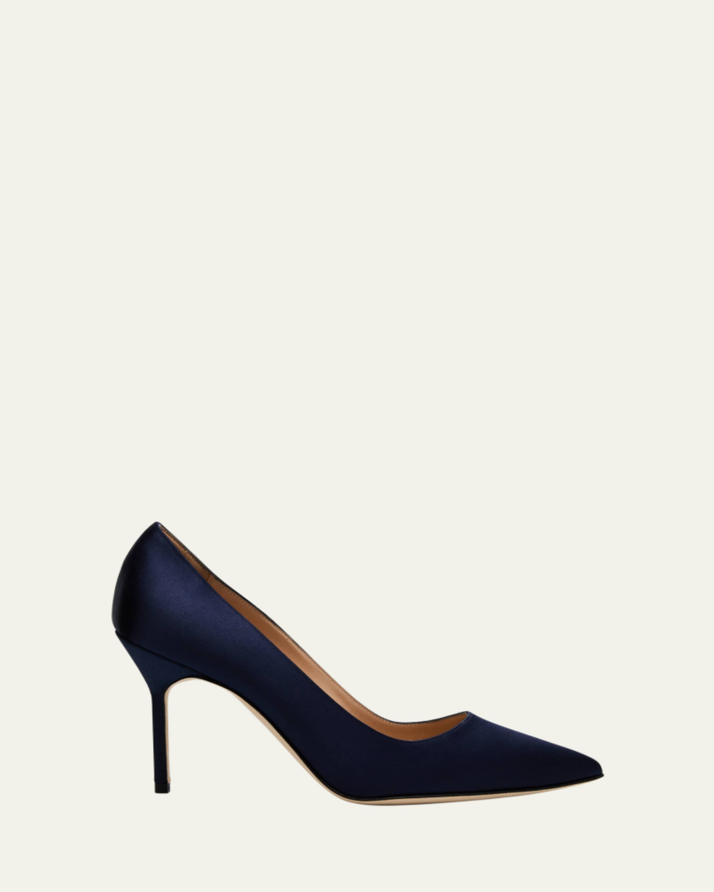 MANOLO BLAHNIK ネイビー ドット柄 ハイヒール　キャロリン24cm Manolo Blahnik 90mm Trillo Striped Python and Suede Pumps