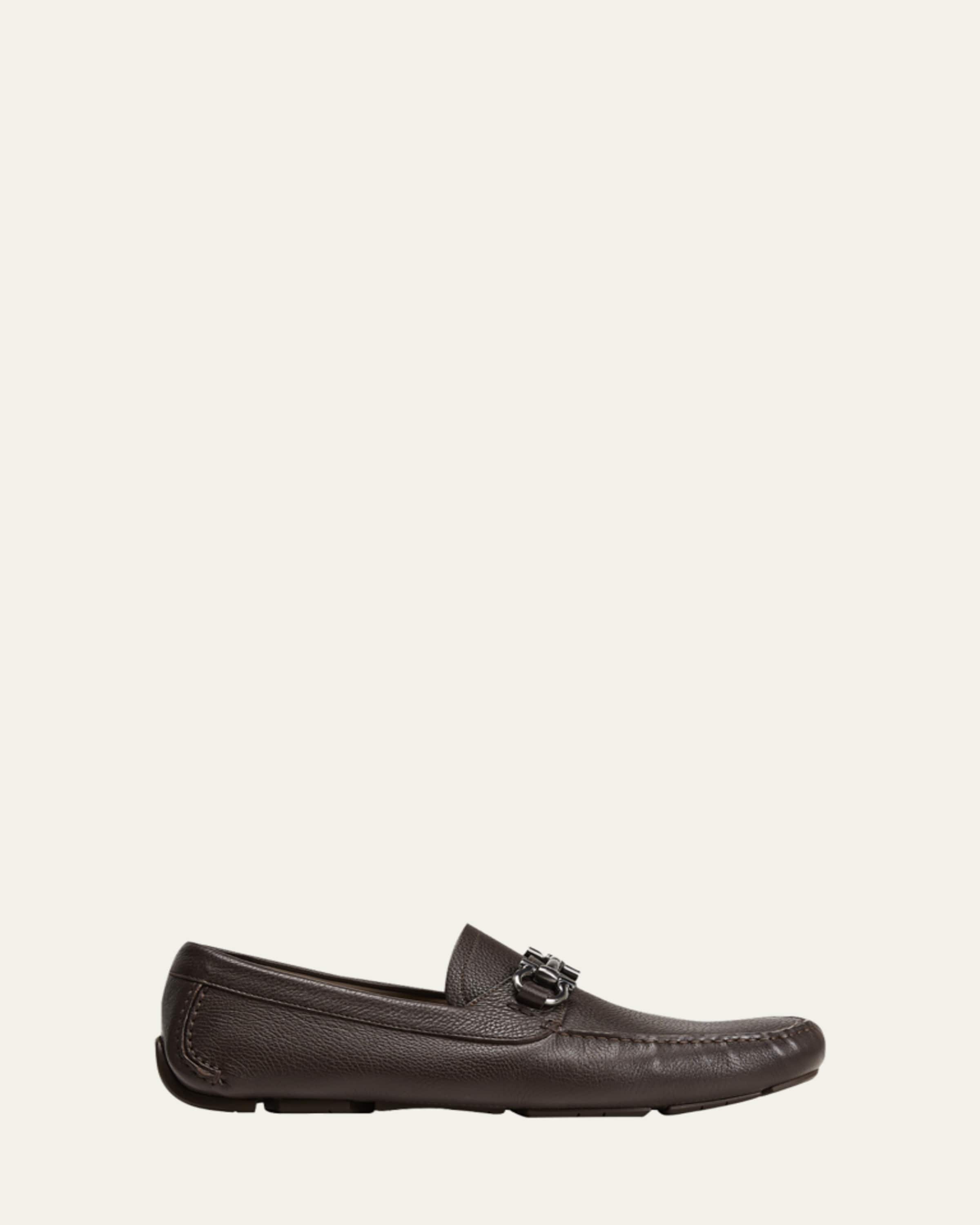 Ferragamo Men's Angiolo Tramezza Whole-Cut Leather Lace-Up Shoes