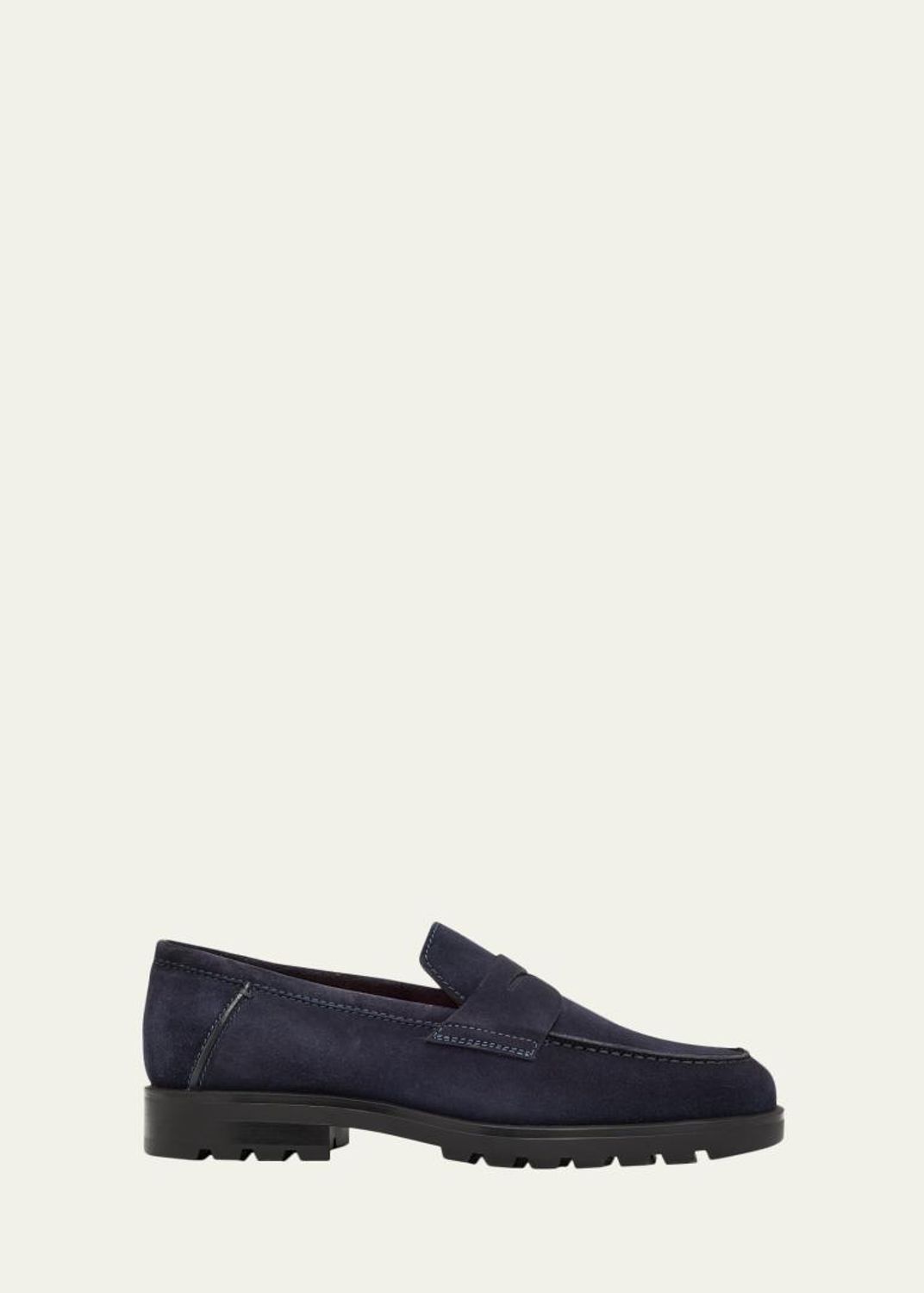 Santoni Men\'s Dark Navy Suede Penny Loafers Sz 10D Santoni - Carlos Navy Blue Suede Penny Loafer | Mitchell Stores main image 2