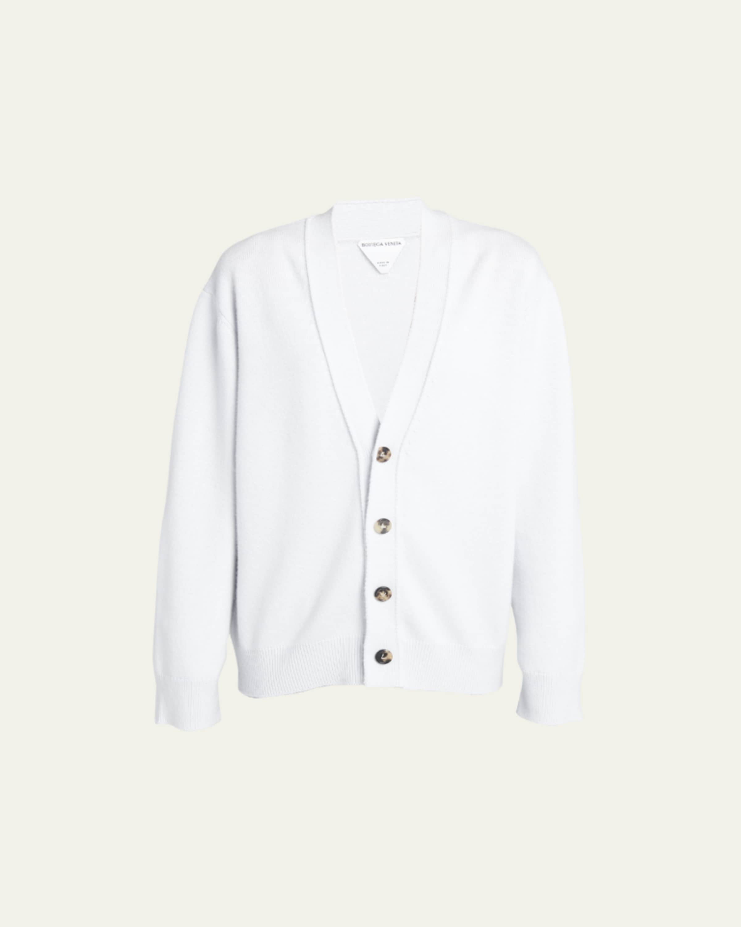 Bottega Veneta Speckled Rib Sailor-Collar Cardigan - Bergdorf Goodman