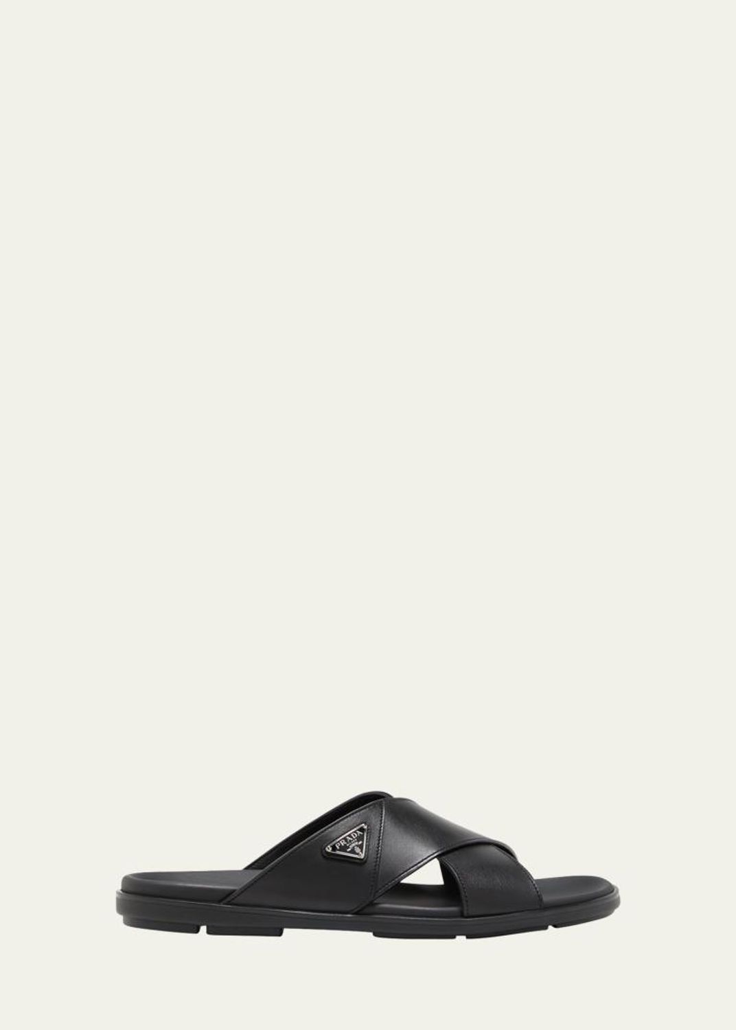 Prada Men's Soft Cage Criss-Cross Rubber Slide Sandals - Bergdorf