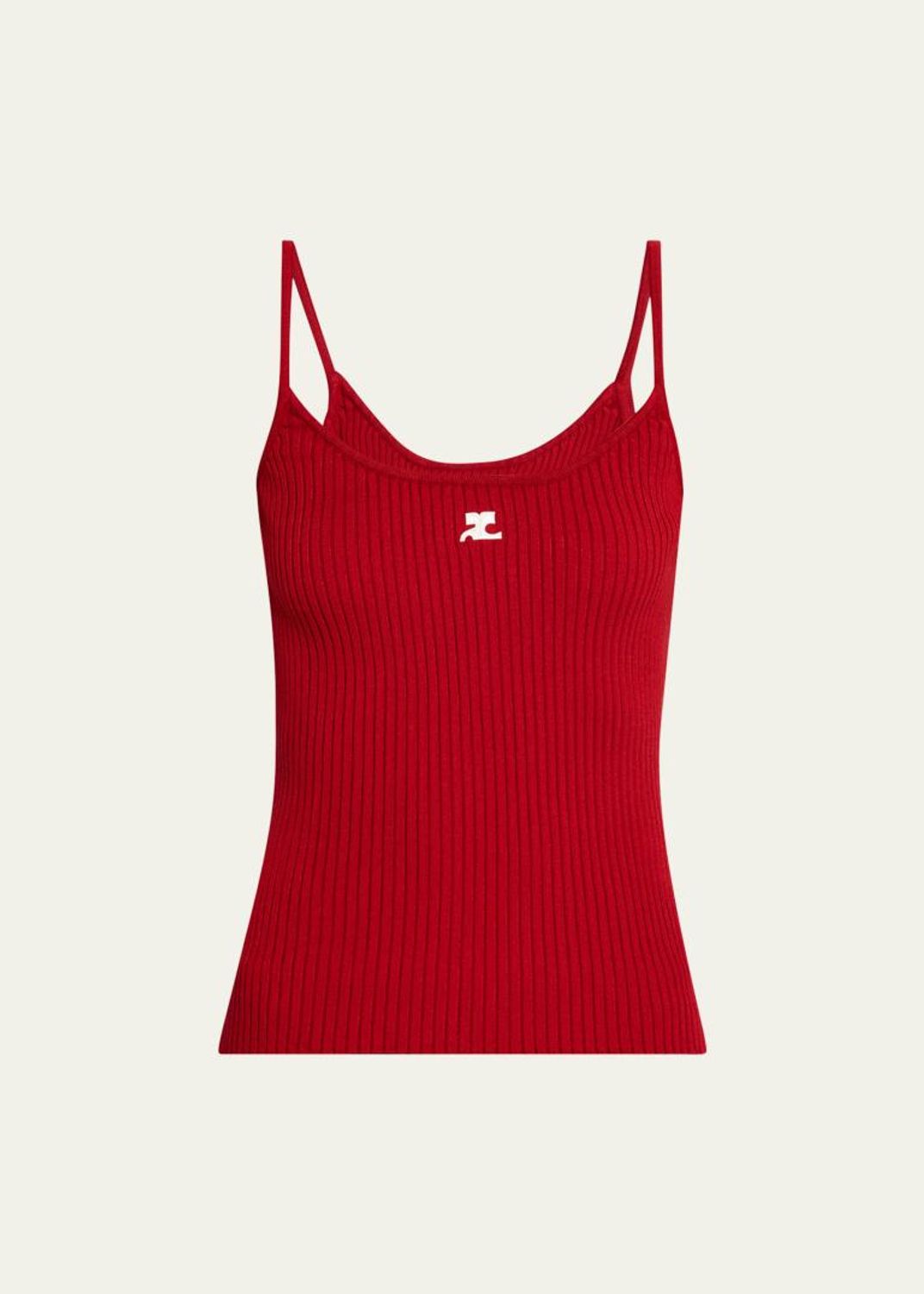 レディース courrèges リブ編みタンクトップ S ダークレッド