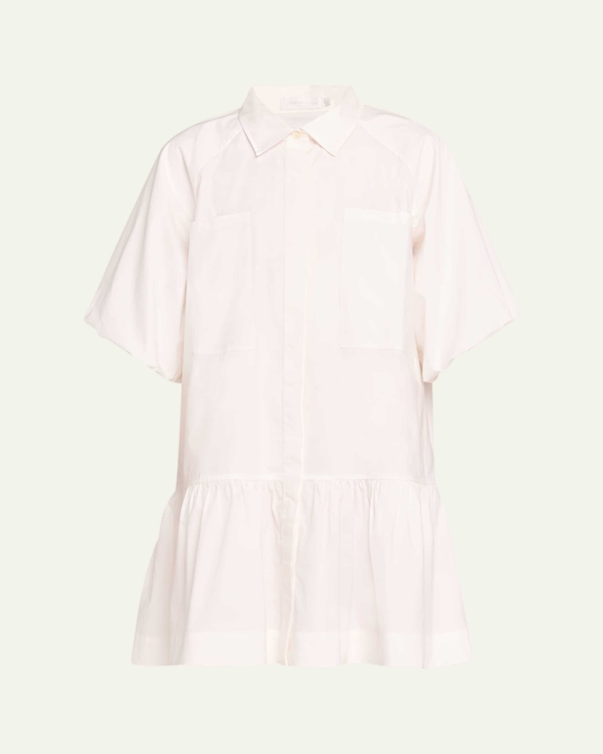SIMKHAI Cleo Polin Balloon-Sleeve Pleated Mini Dress - Bergdorf