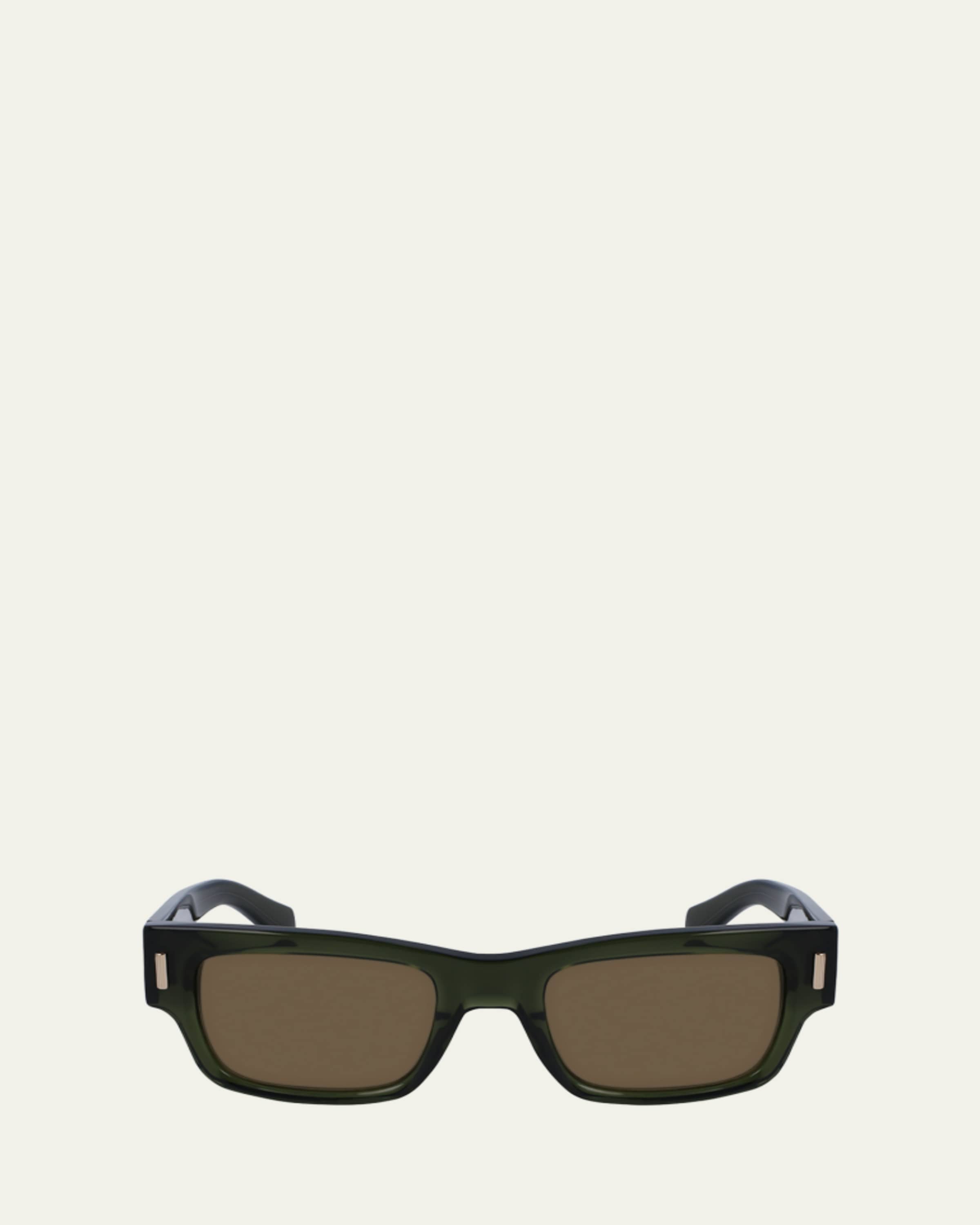Ferragamo Men's Classic Logo Acetate Rectangle Sunglasses, 57mm
