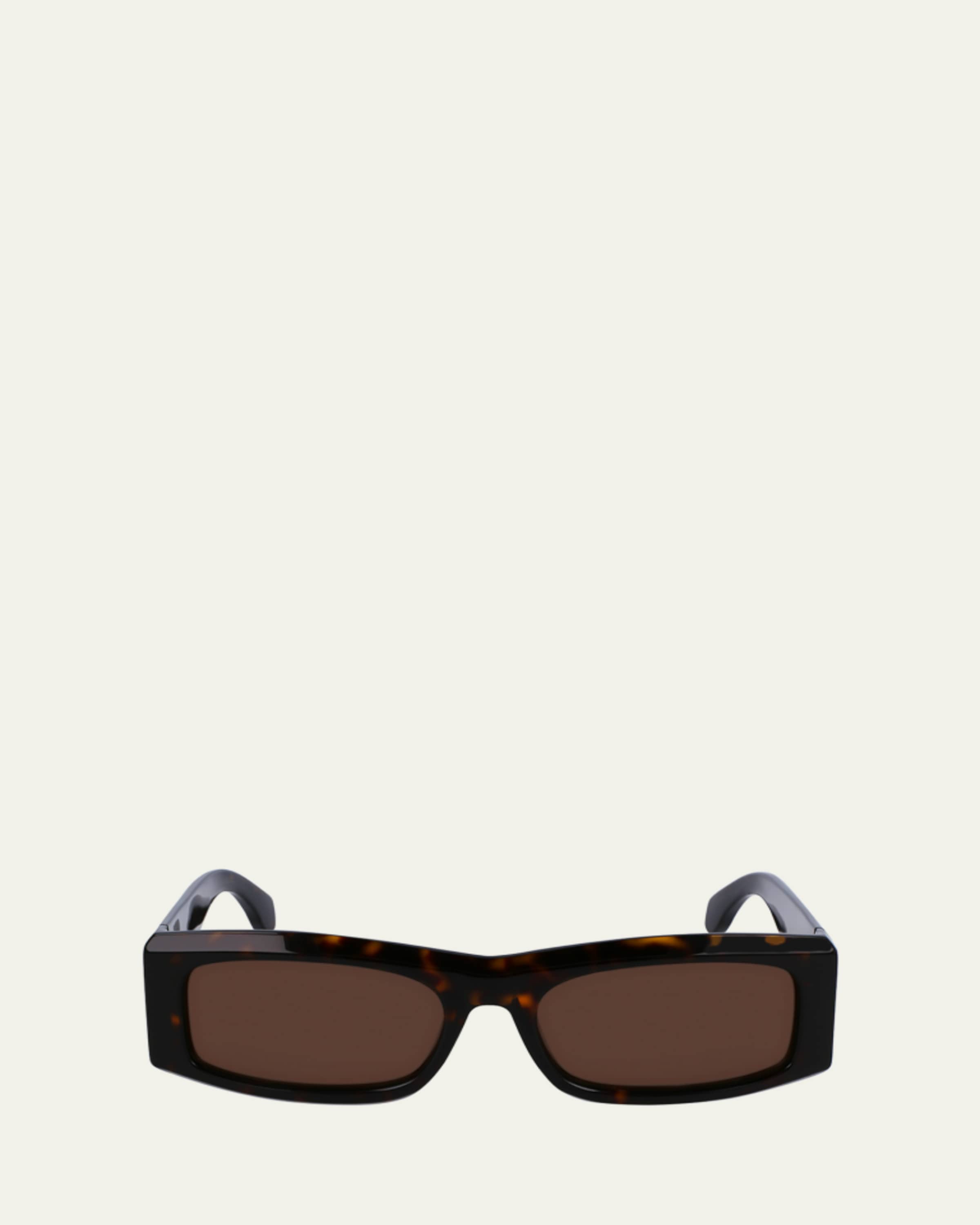Ferragamo Men's Rivets Acetate Rectangle Sunglasses, 53mm