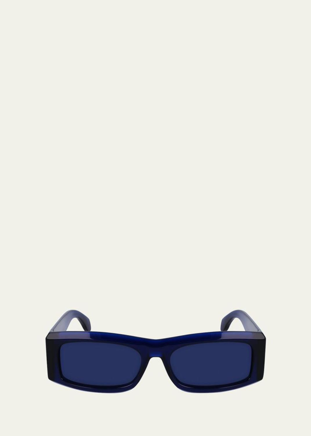 Ferragamo Men's Rivets Acetate Rectangle Sunglasses, 53mm