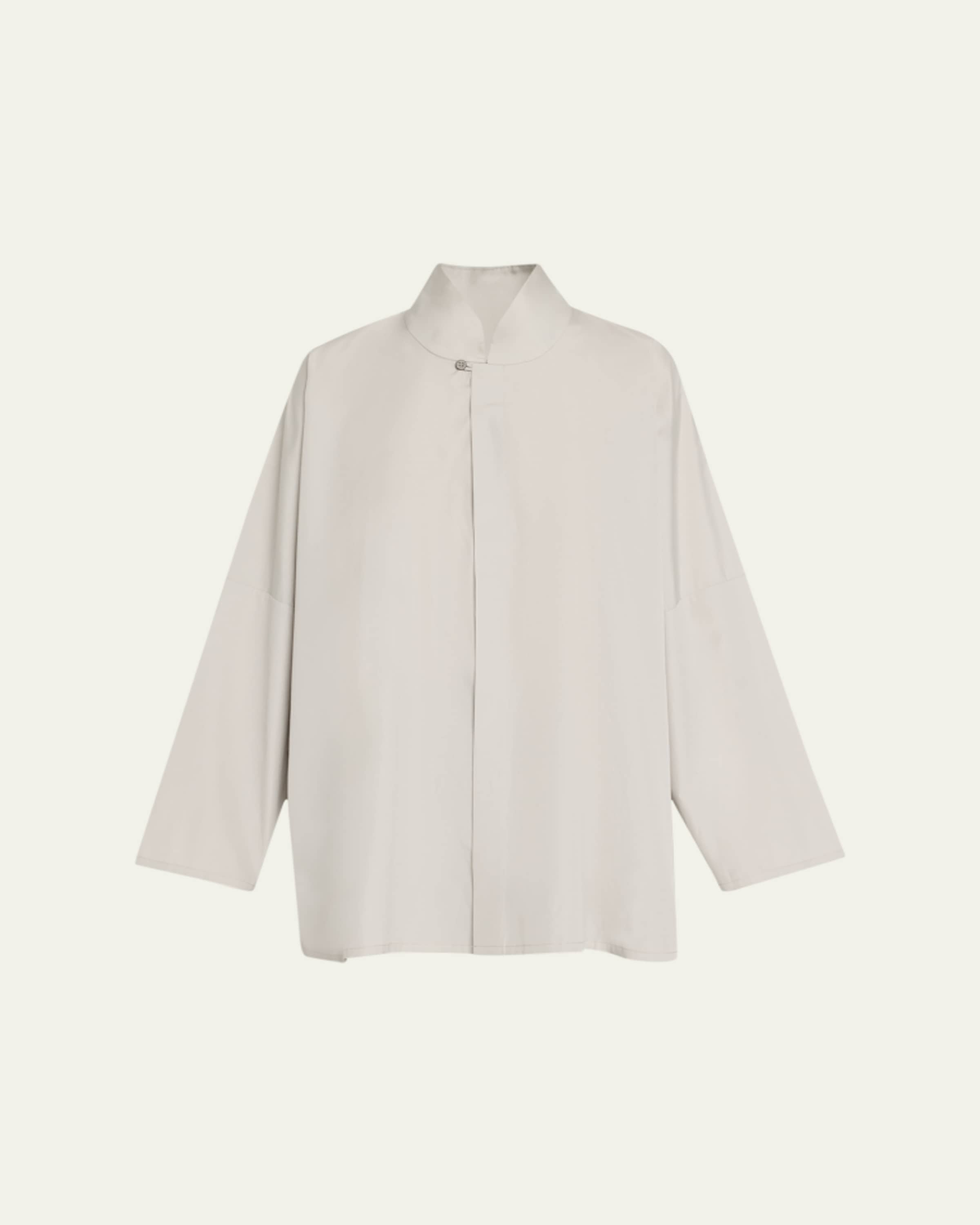 Eskandar Chinese Imperial Shirt with Chinese Collar (Long Length