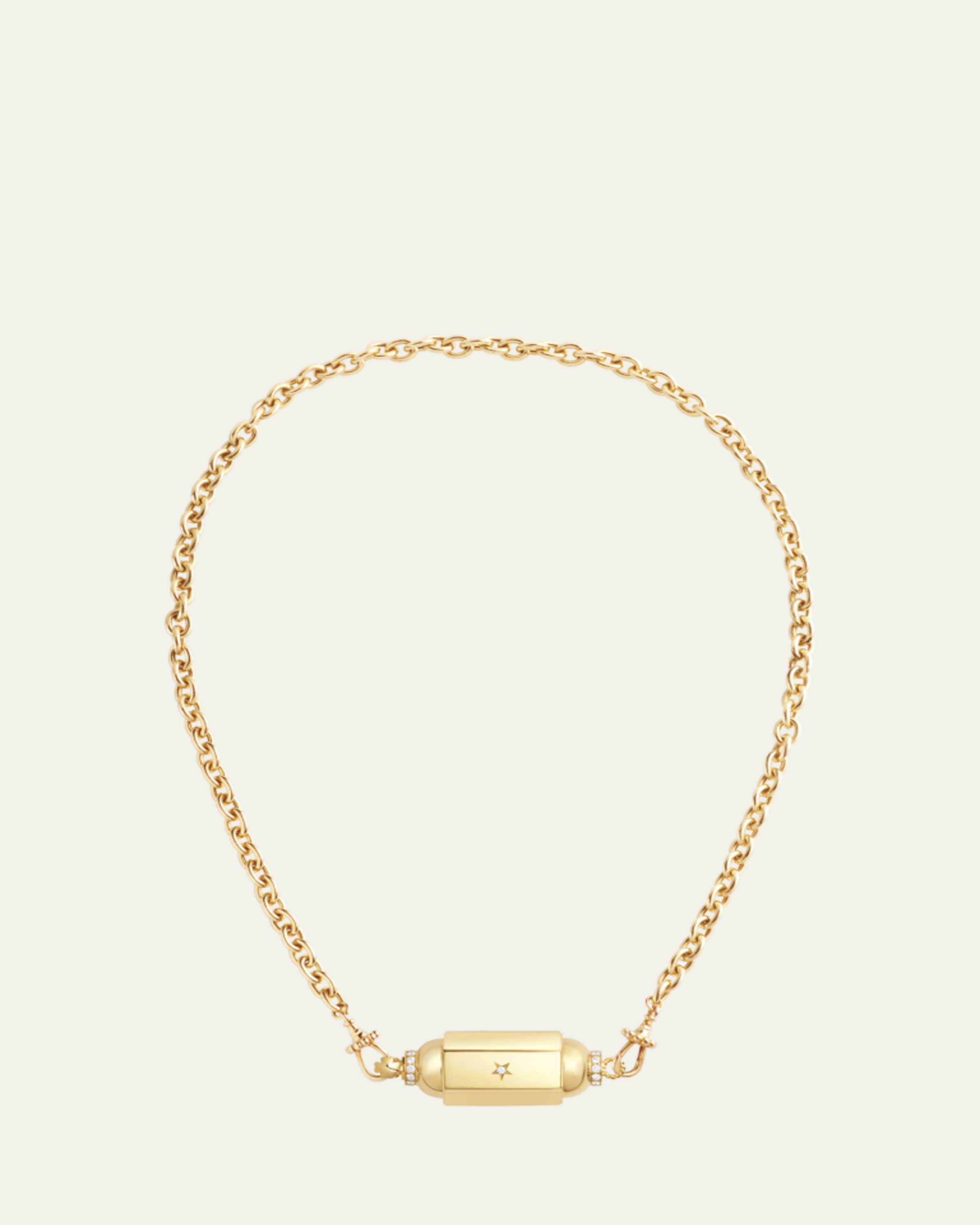 18K Yellow Gold Cascavel Choker Necklace with Diamonds and Kaleidoscope Shakers