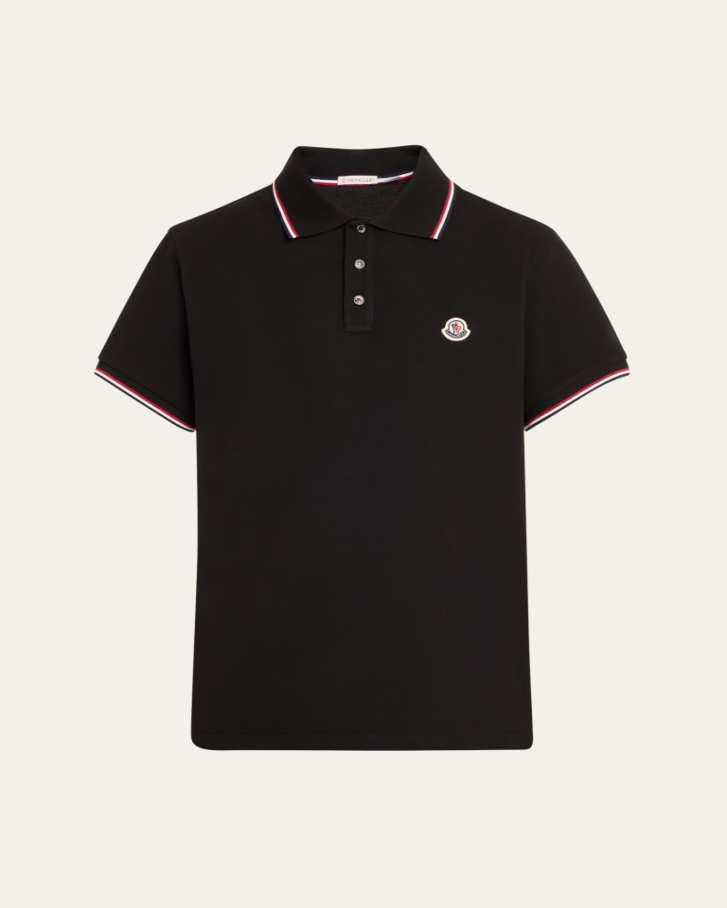 Moncler Men's Logo Cotton Piquet Half-Zip Polo Shirt - Bergdorf