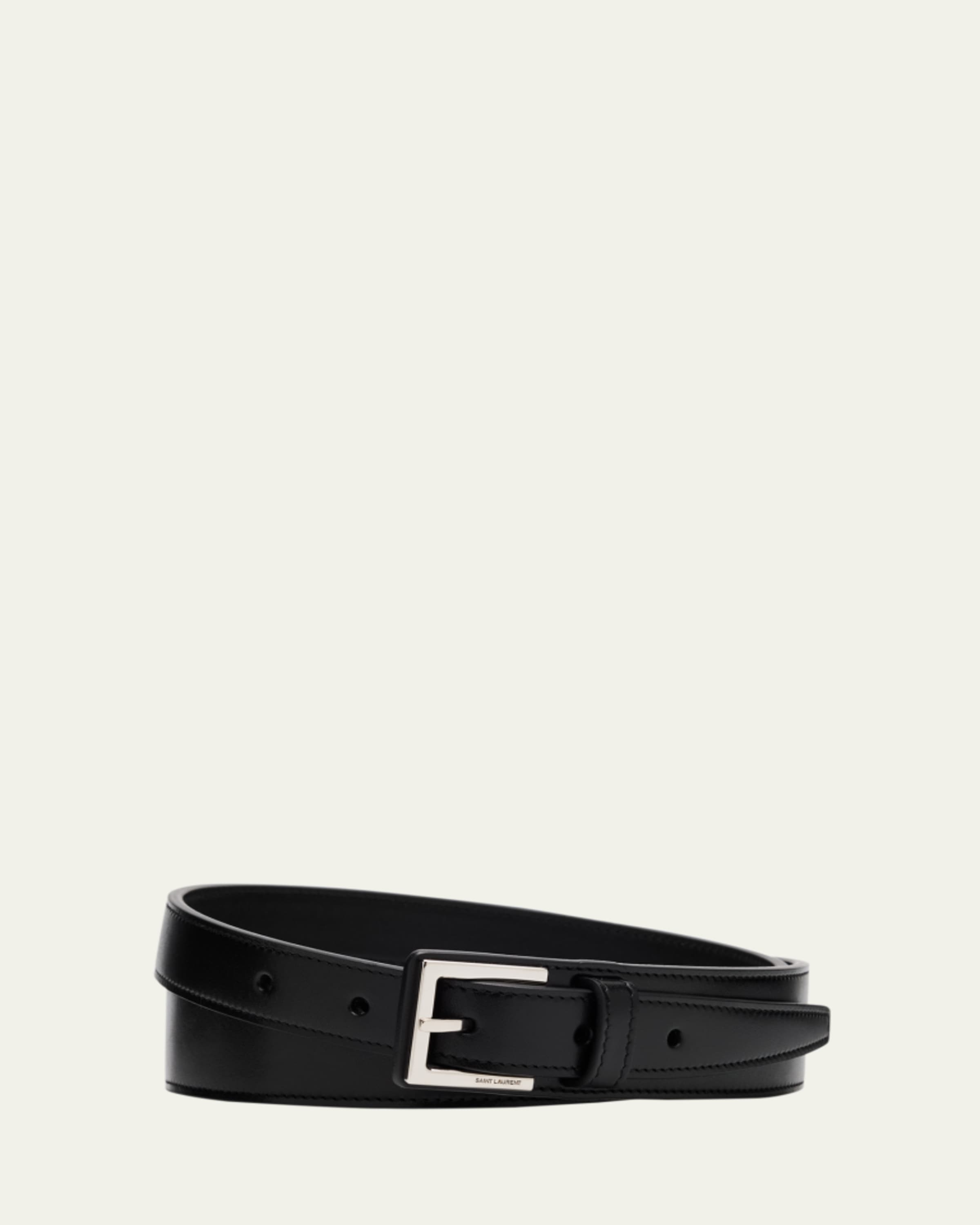 Men's Cassandre Calfskin Square-Buckle Belt