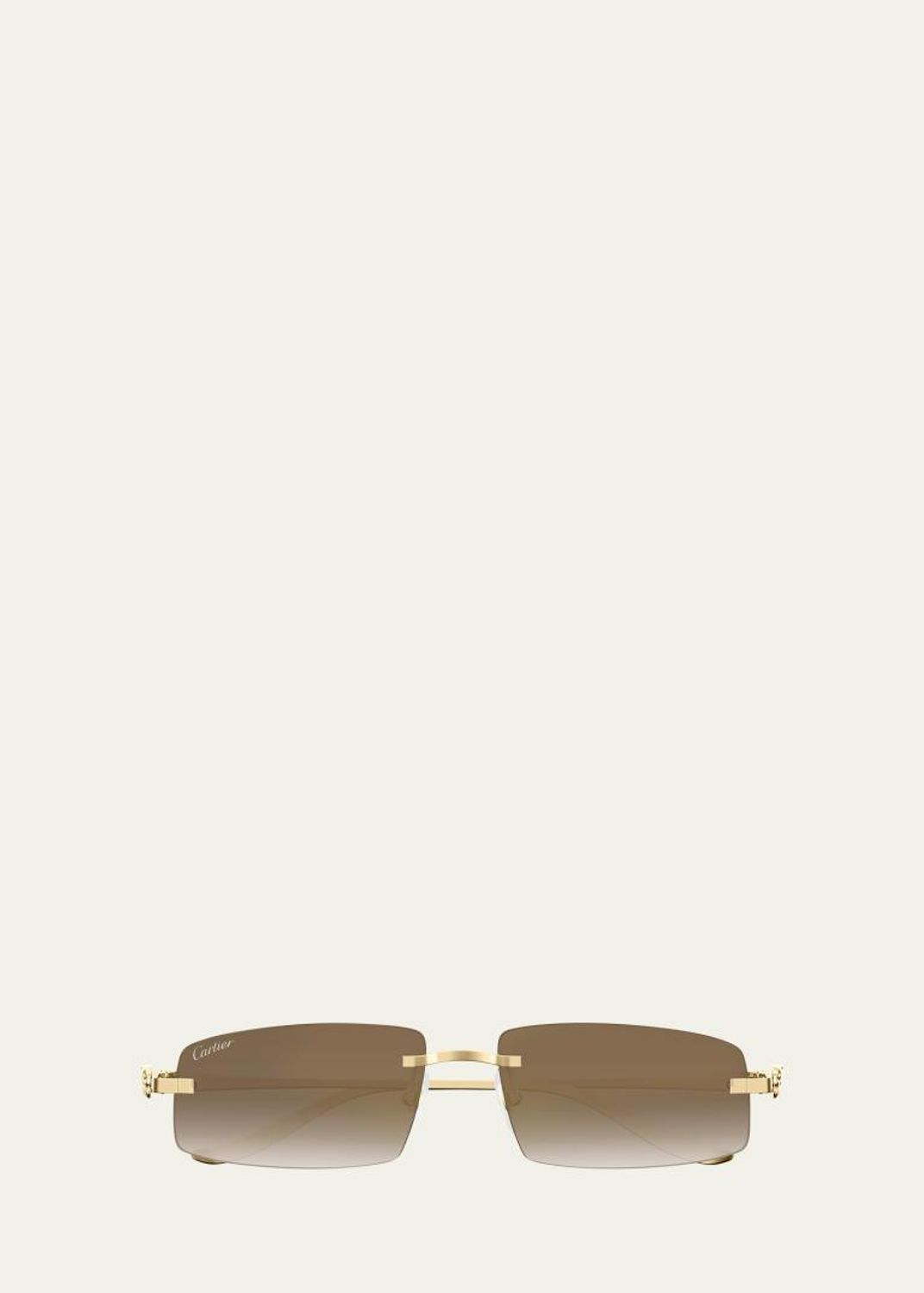 Cartier Panthère Rimless Rectangular Sunglasses in Silver Metal ...