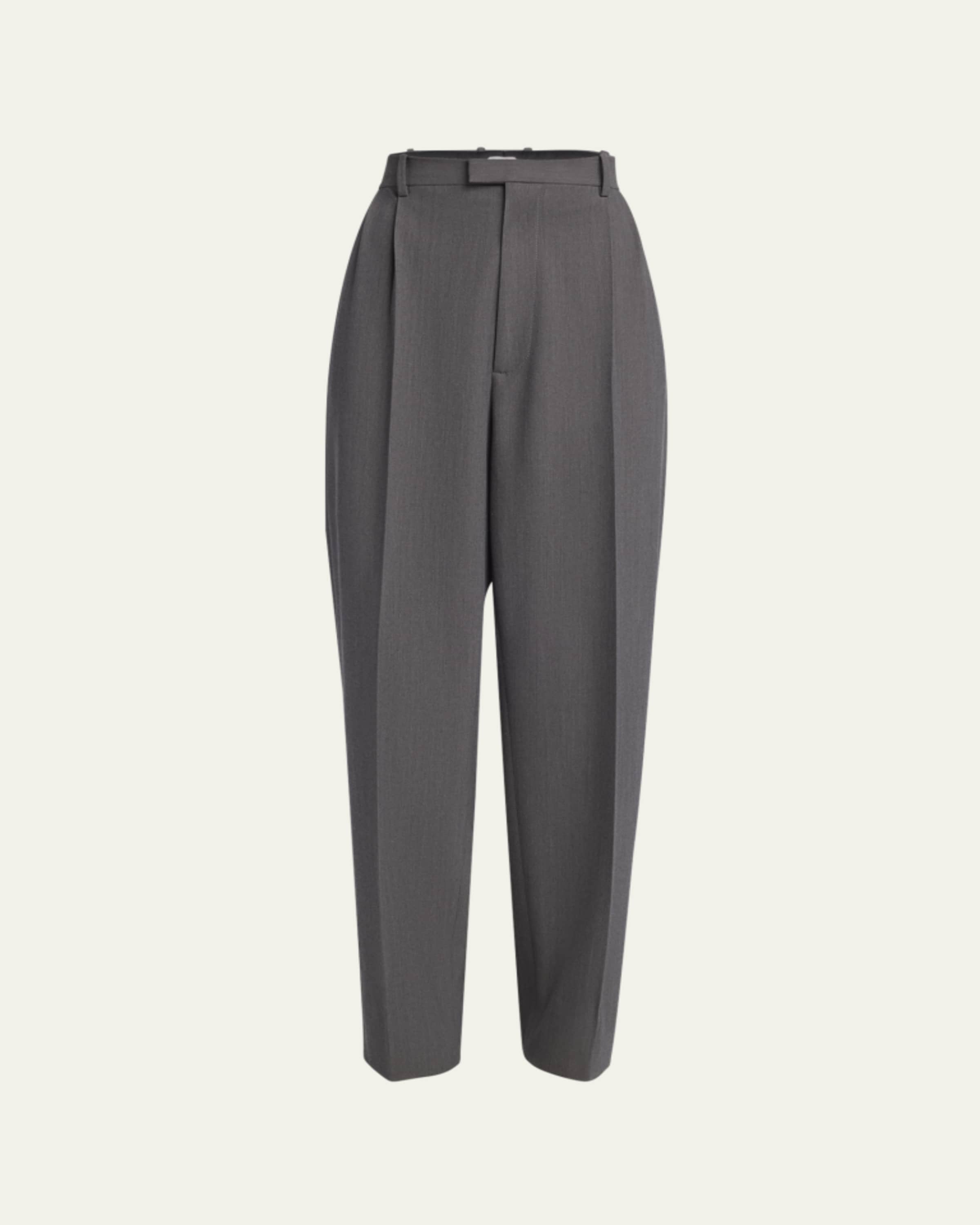 Bottega Veneta Subtle Striped Straight-Leg Wool Trousers