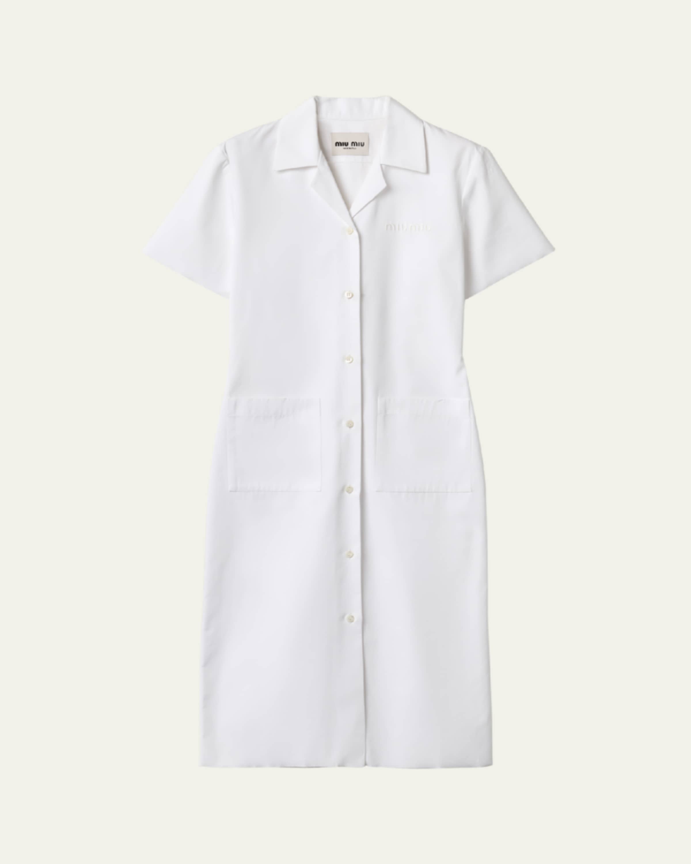 Striped Short-Sleeve Midi Shirtdress