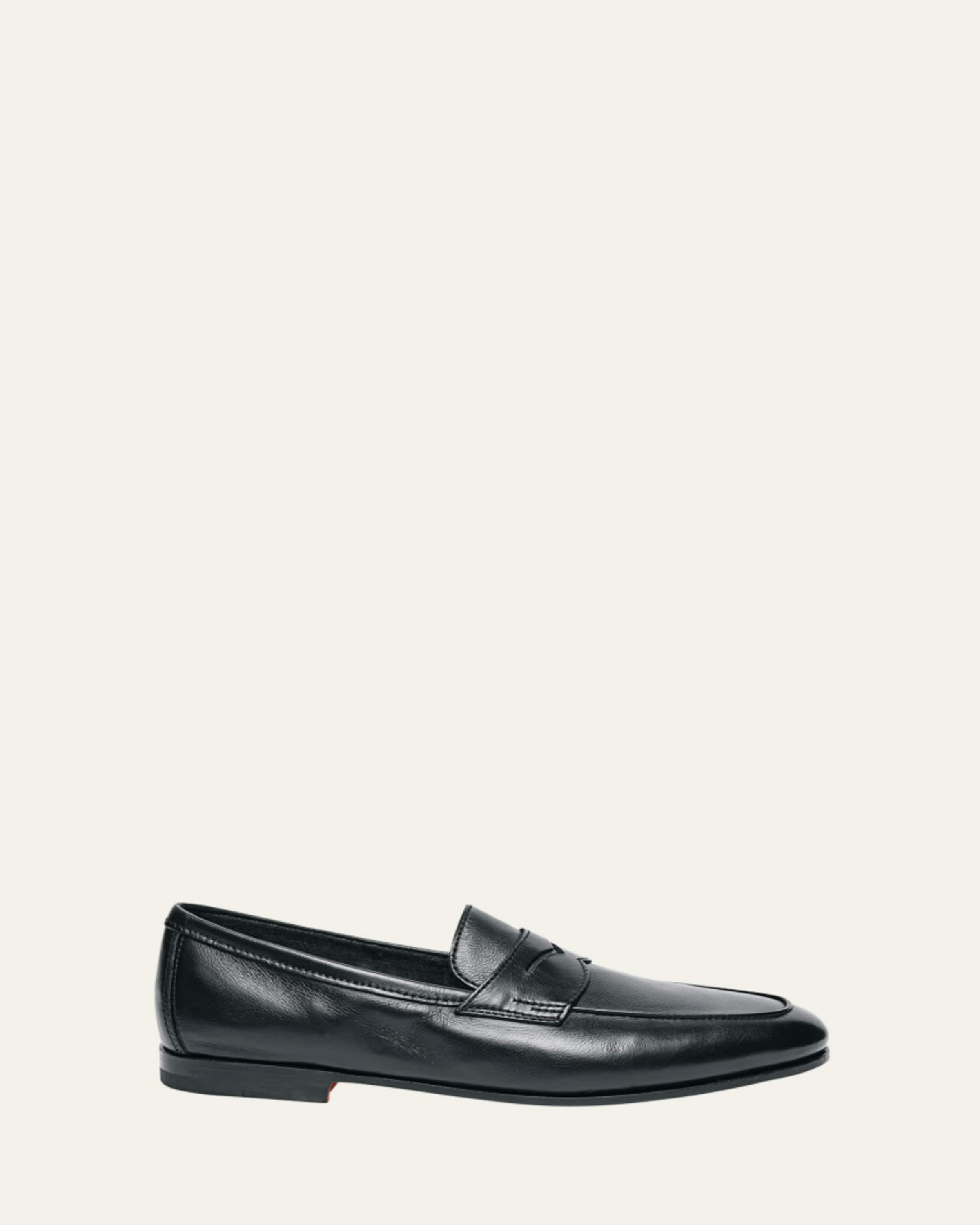 Santoni Men's Rock Deerskin Lug-Sole Penny Loafers - Bergdorf Goodman