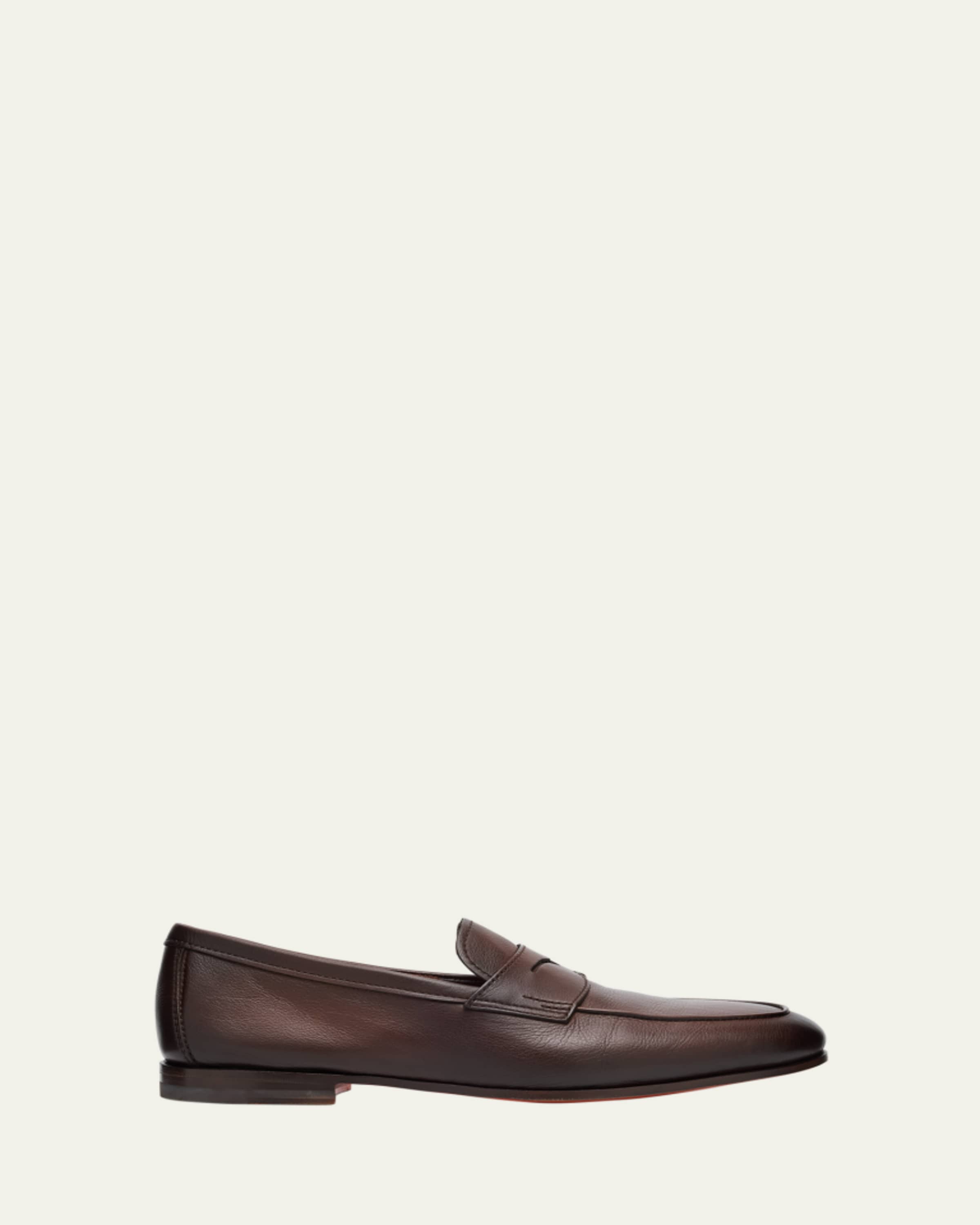 Santoni Men's Rock Deerskin Lug-Sole Penny Loafers - Bergdorf Goodman