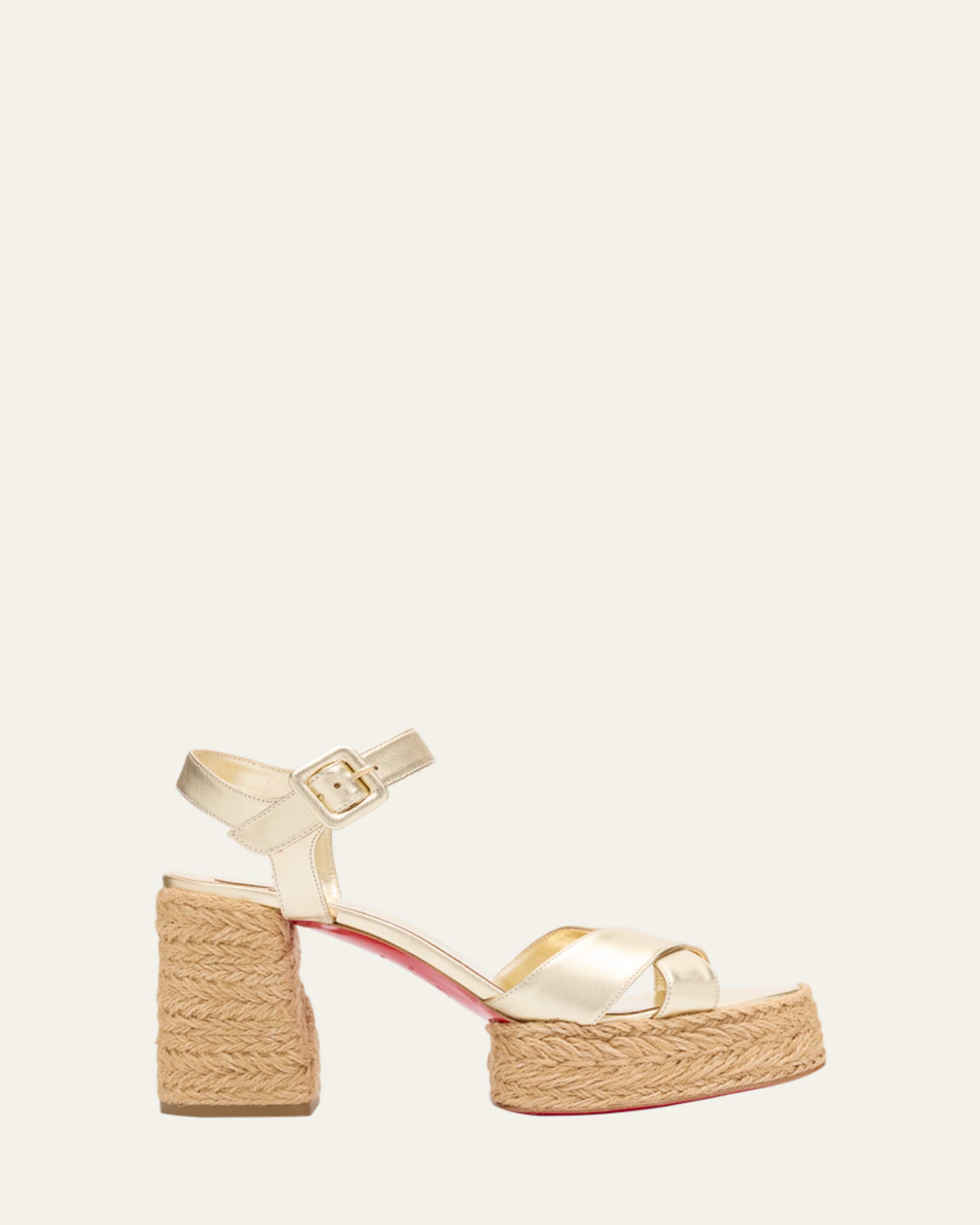 Christian Louboutin 70mm Calakala Metallic Crisscross Platform
