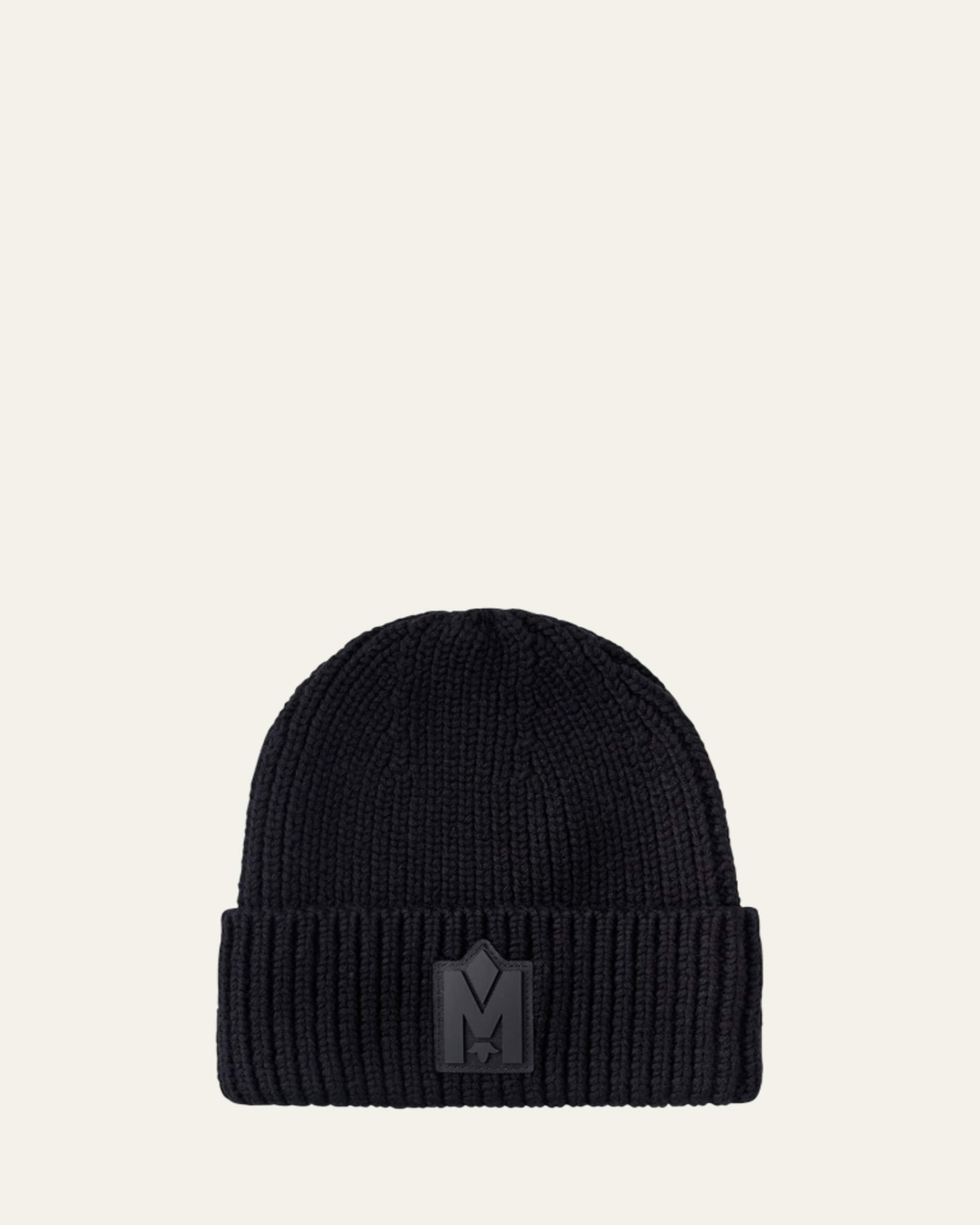 Jude Hand-Knit Logo Beanie with Ribbed Cuff