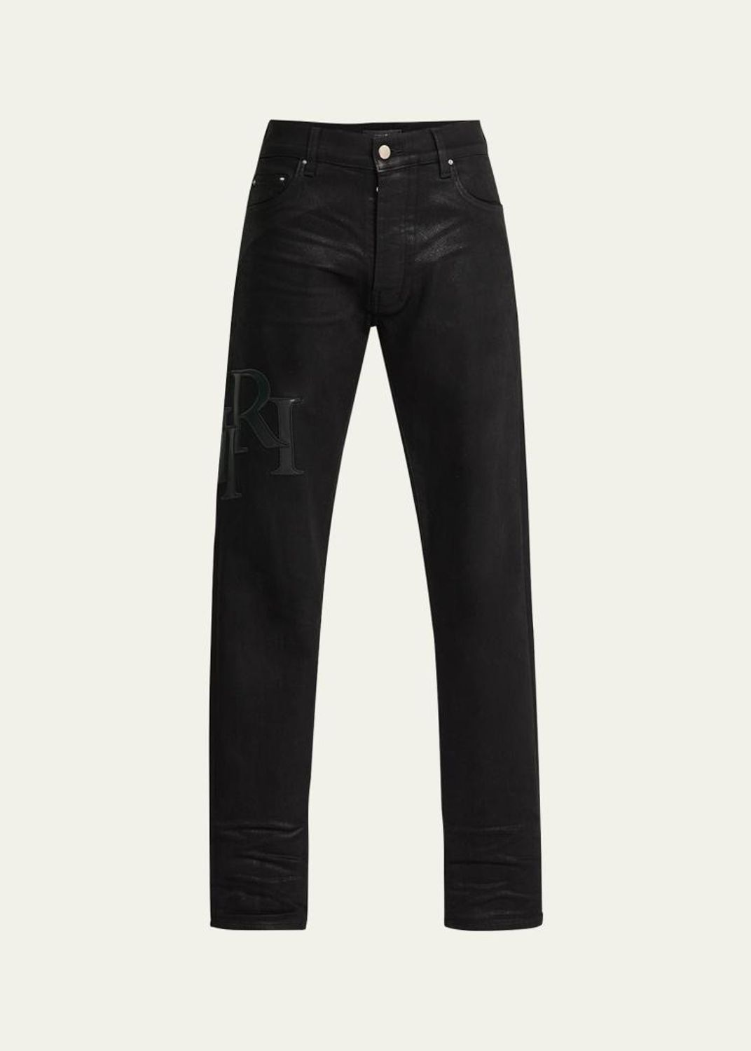 Amiri Men's Studded Rip and Repair Black Denim Skinny Jeans
