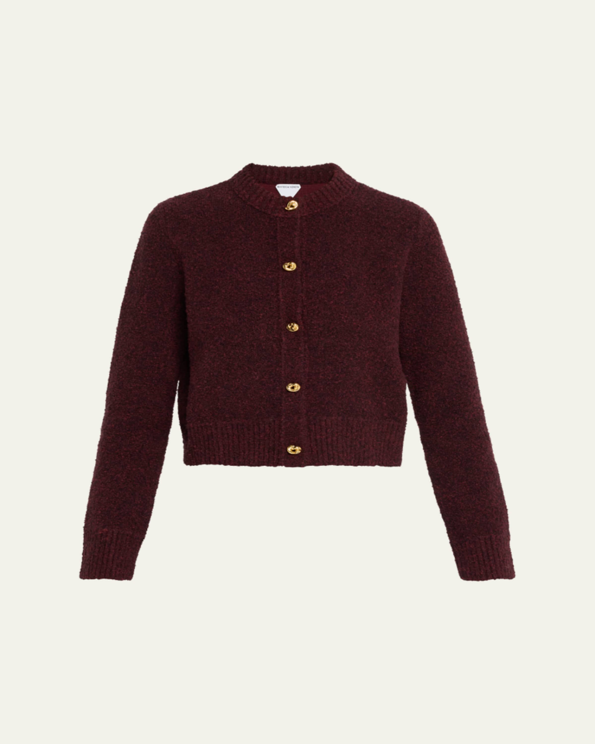 Bottega Veneta Speckled Rib Sailor-Collar Cardigan - Bergdorf Goodman
