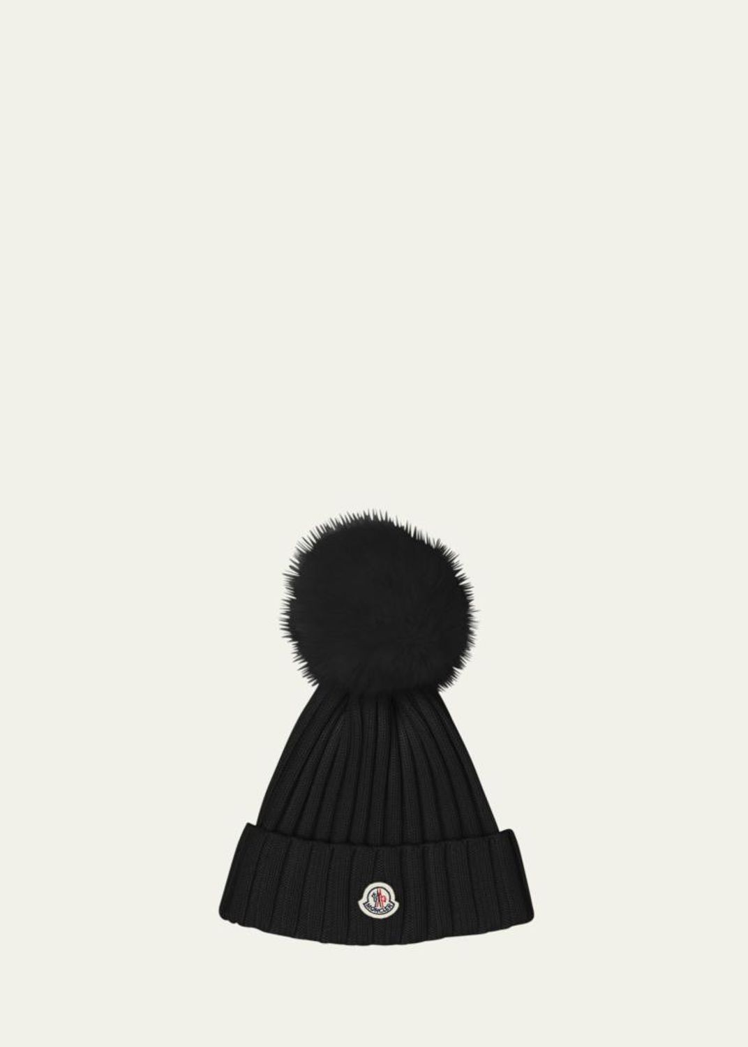 Moncler Wool Beanie with Faux Fur Pom - Bergdorf Goodman