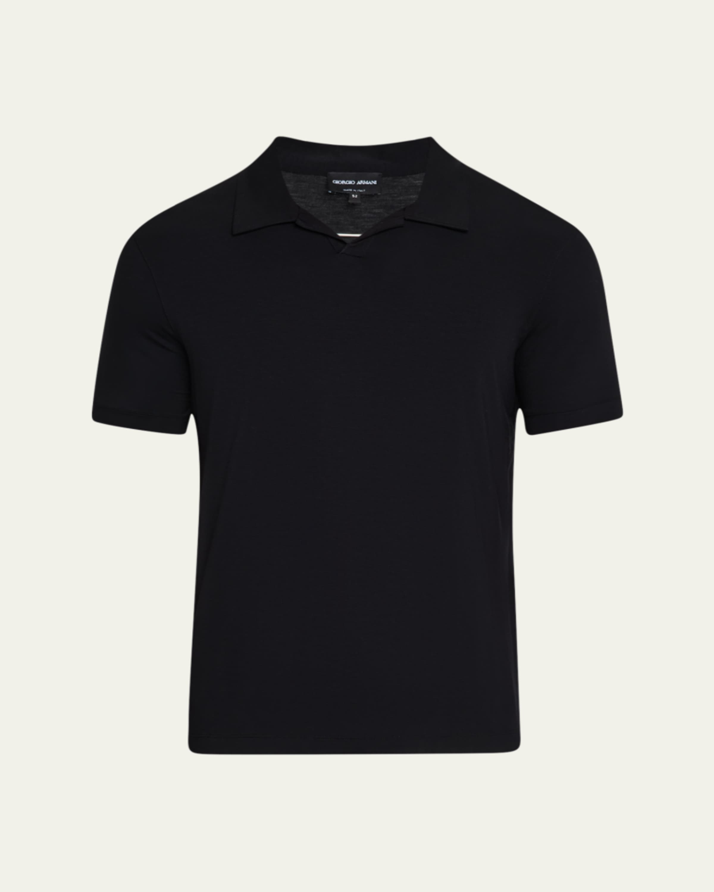 Giorgio Armani Men's Textured Knit Short-Sleeve Quarter-Zip Polo