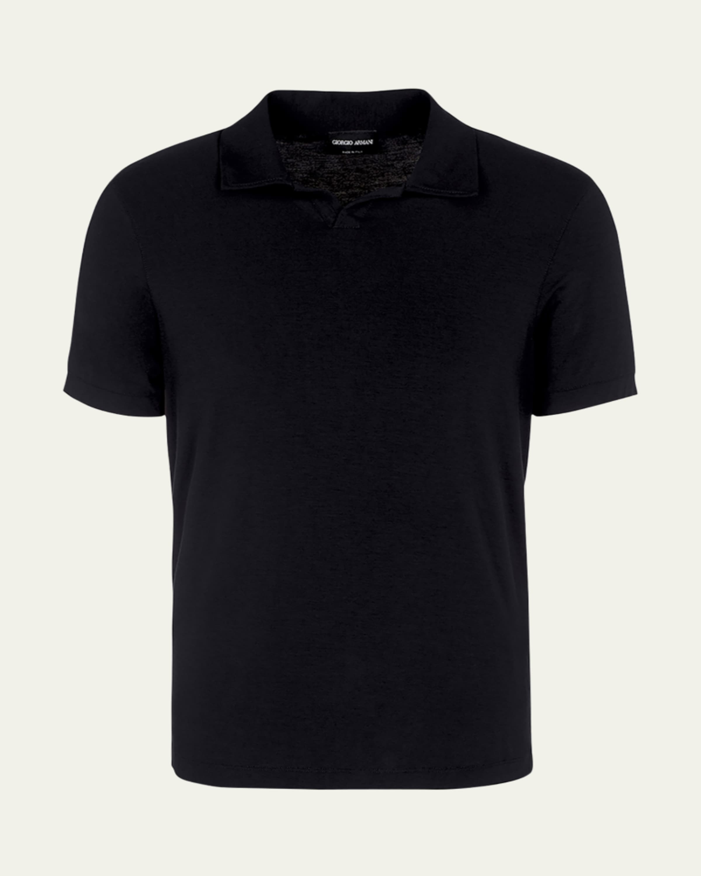 Giorgio Armani Men's Textured Knit Short-Sleeve Quarter-Zip Polo