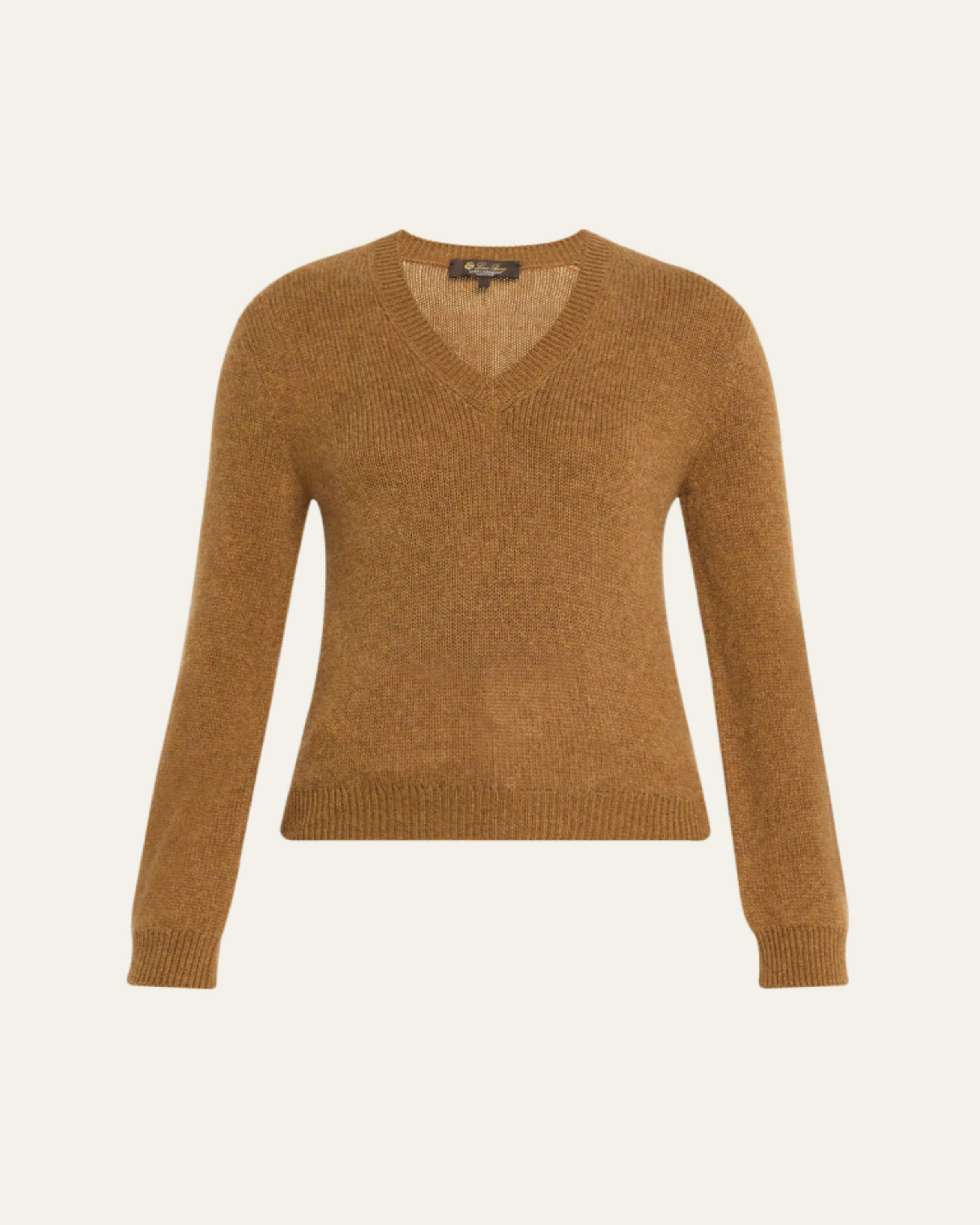Prada Suede-Front V-Neck Cashmere Sweater - Bergdorf Goodman