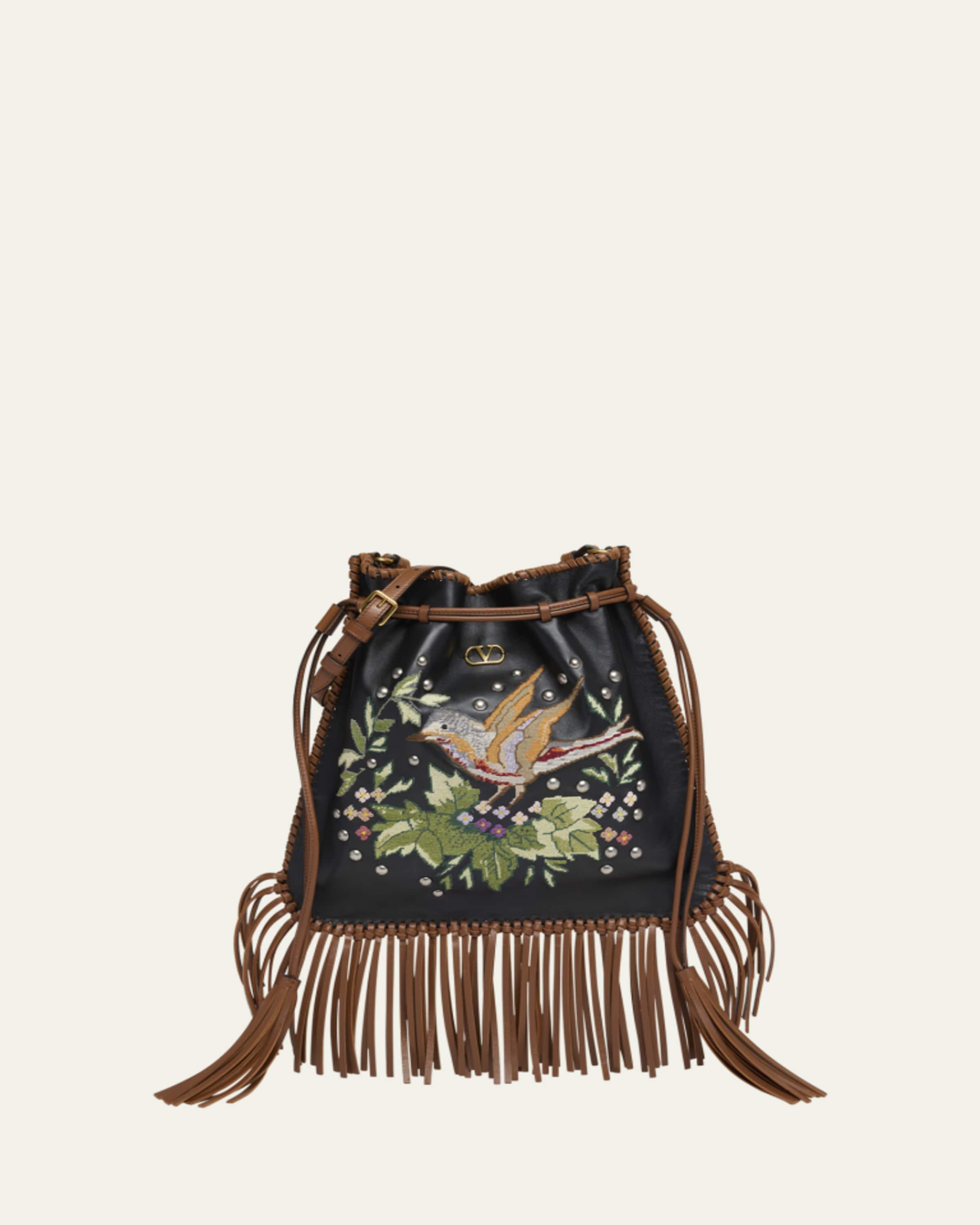 Valentino Garavani Nellcote Alice Large Fringe Studded Leather