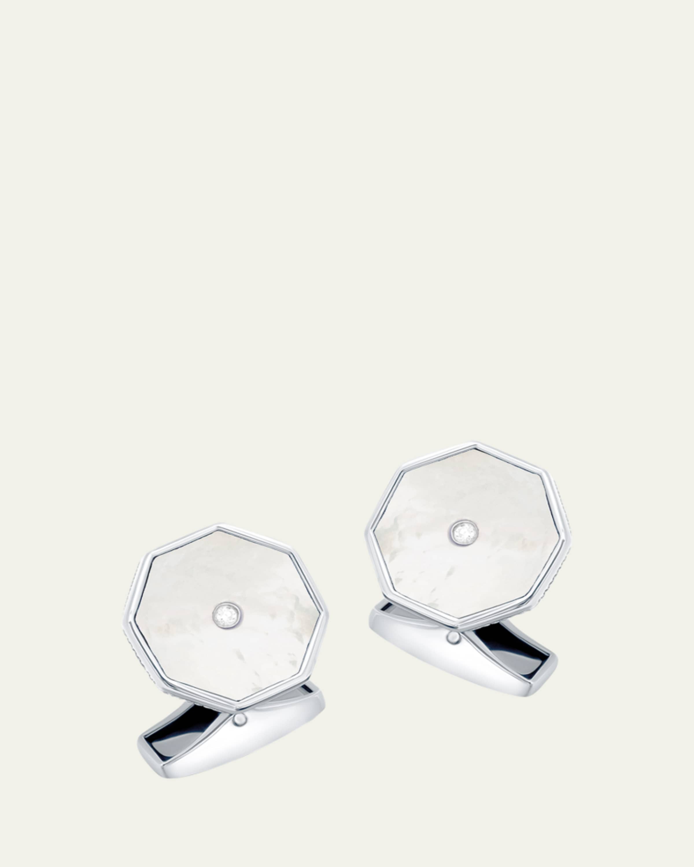 Men's Rhodium-Plated Sterling Silver Black Onyx Classic London Eye Cufflinks