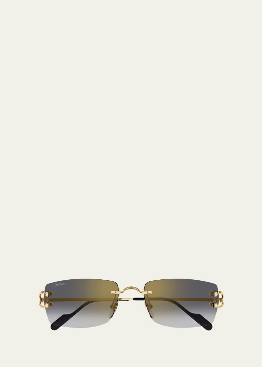 Cartier Men's C-Hinge Metal and Nylon Rectangle Sunglasses