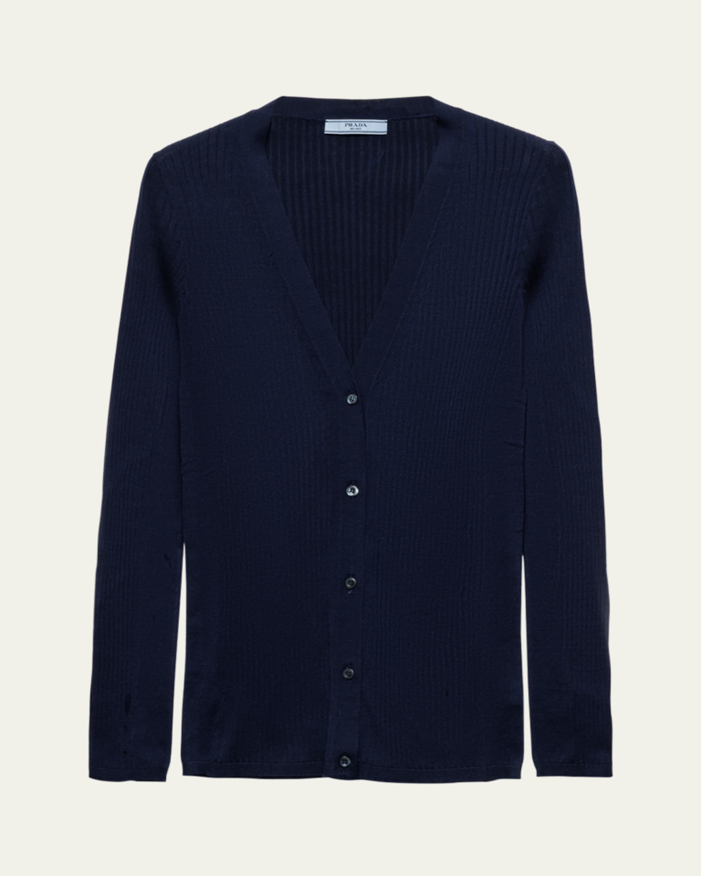 Prada Cotton V-Neck Cardigan - Bergdorf Goodman
