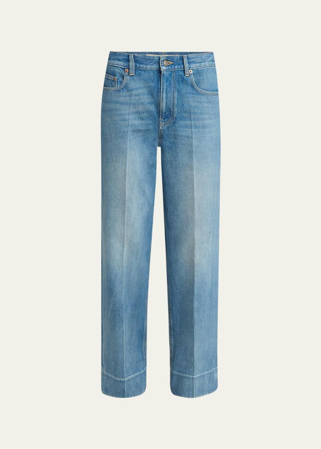 Dolce&Gabbana High-Rise Double Waistband Wide-Leg Distressed Jeans