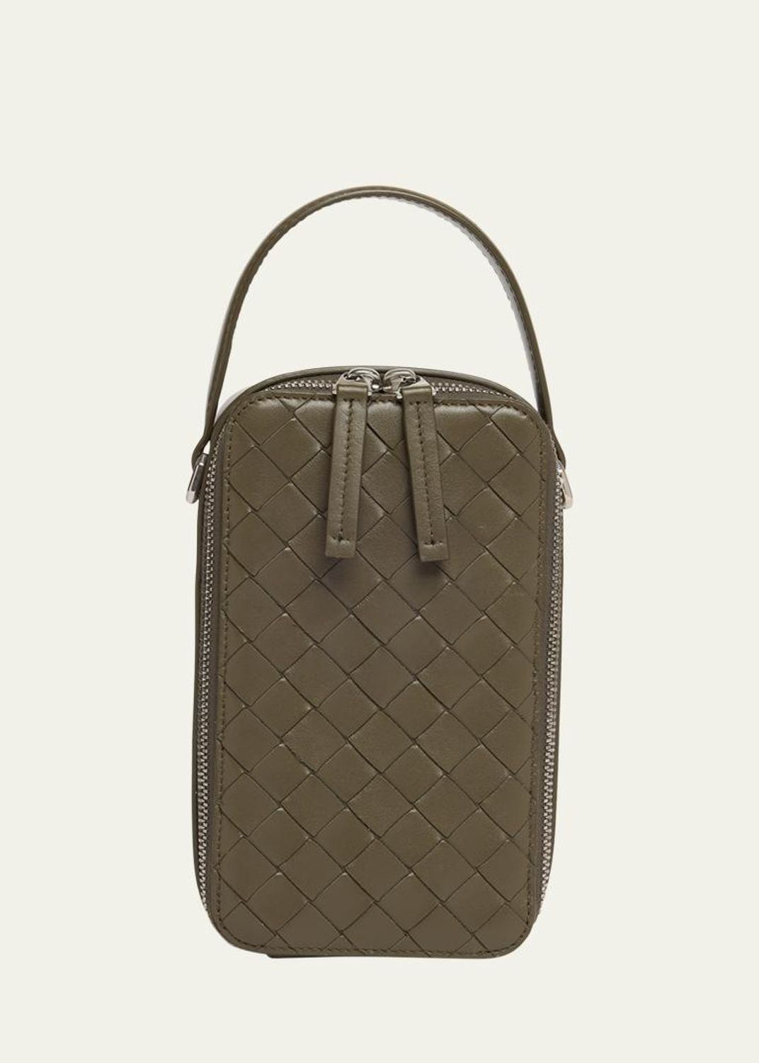 Bottega Veneta Men's Avenue Intrecciato 15 Leather Zip Pouch